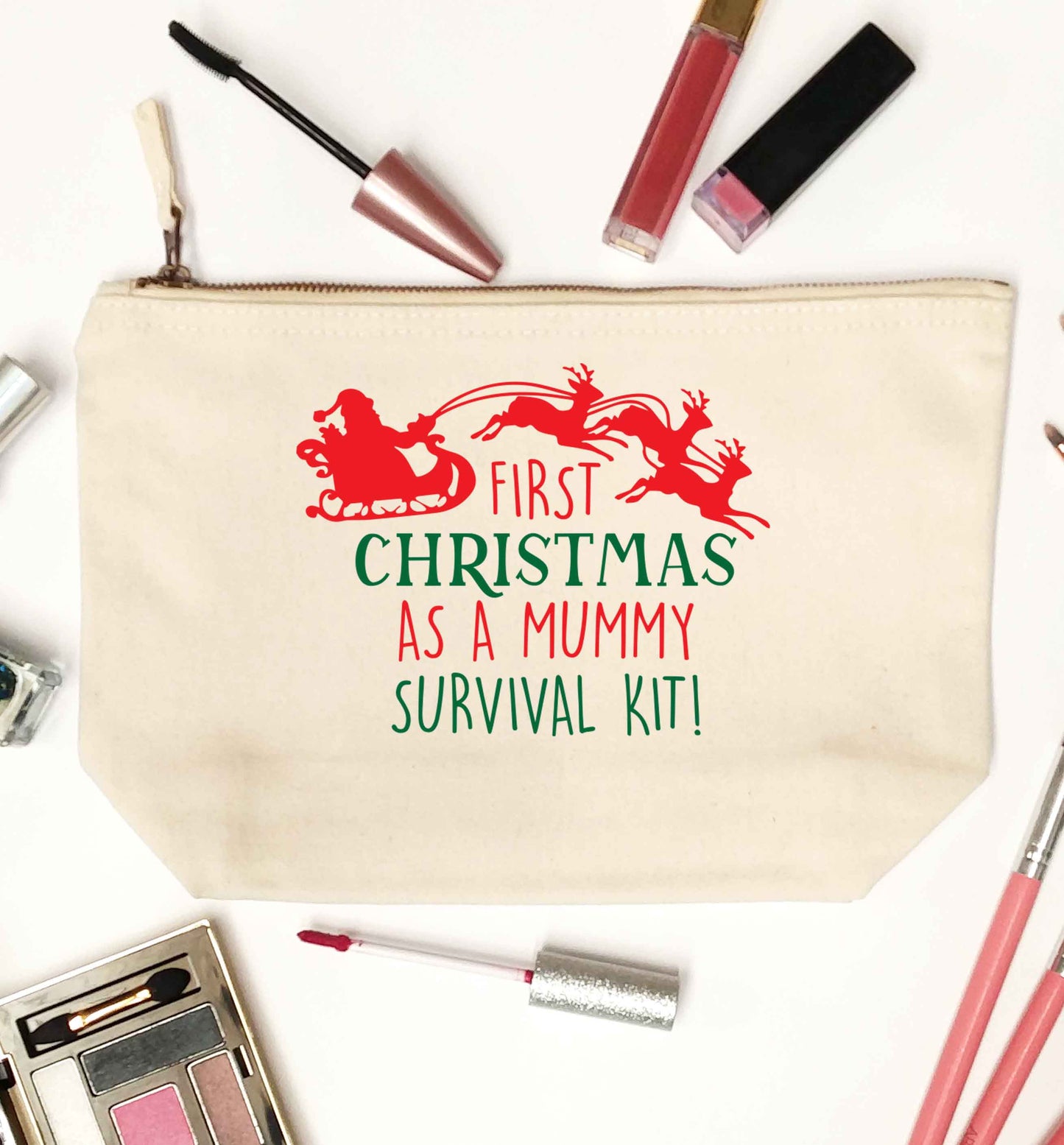 First Christmas as a mummy survival kit natural makeup bag