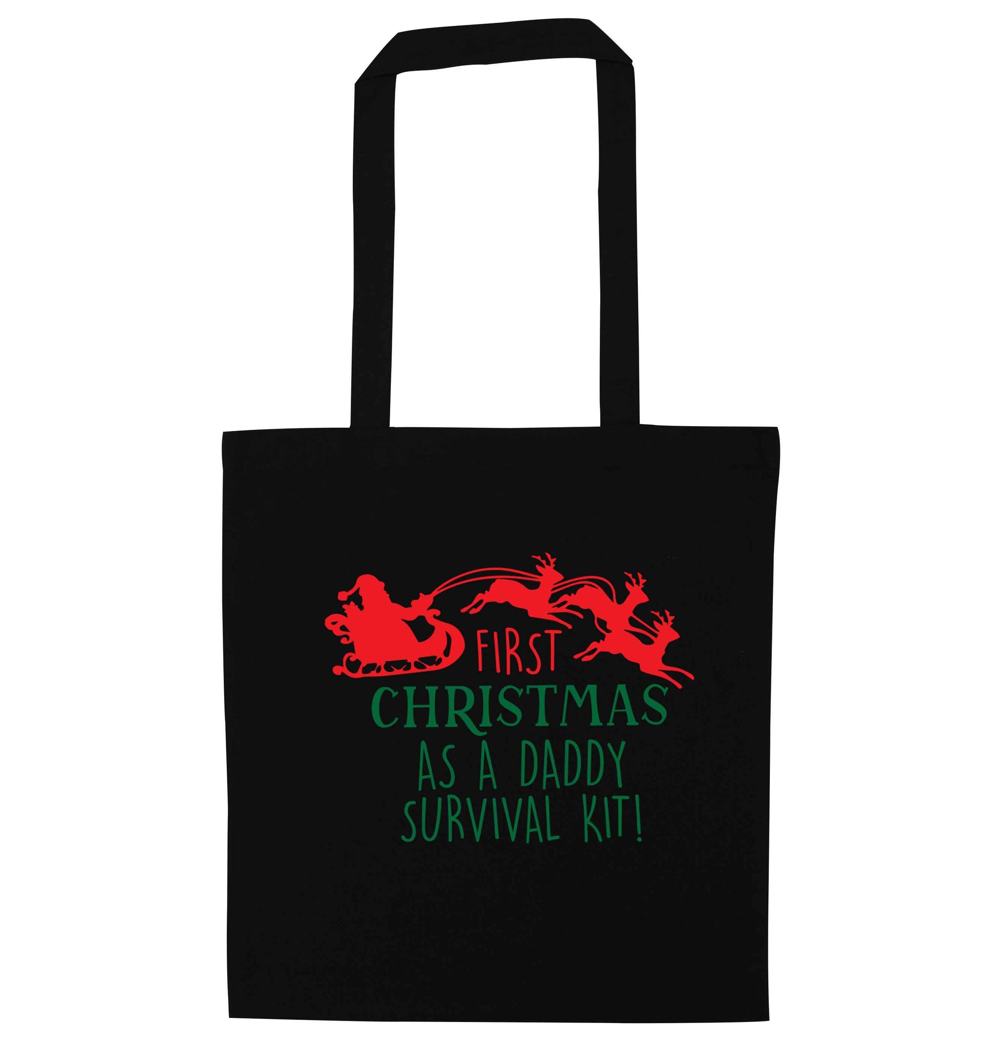 First Christmas as a daddy survival kit black tote bag