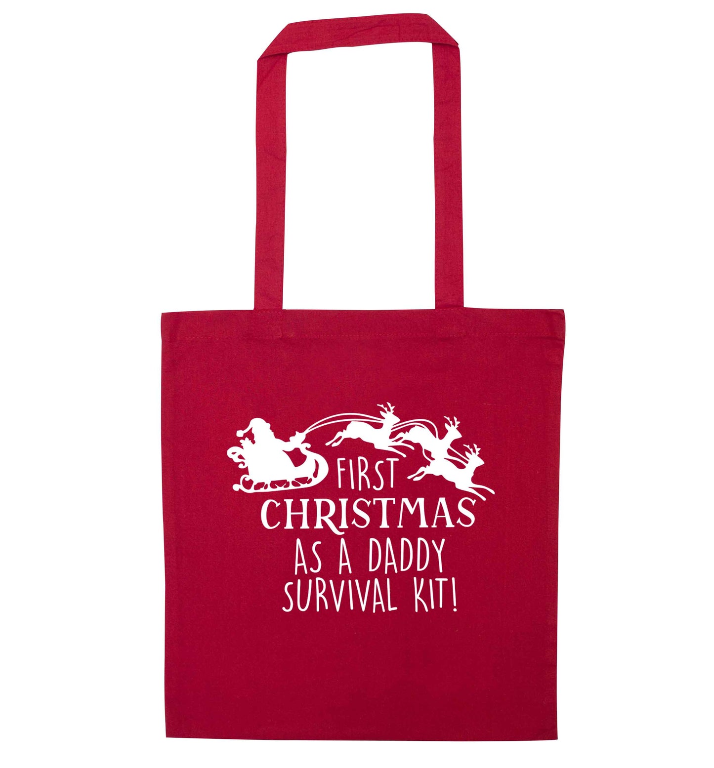 First Christmas as a daddy survival kit red tote bag