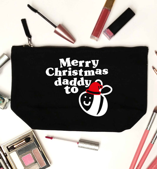 Merry Christmas daddy to be black makeup bag