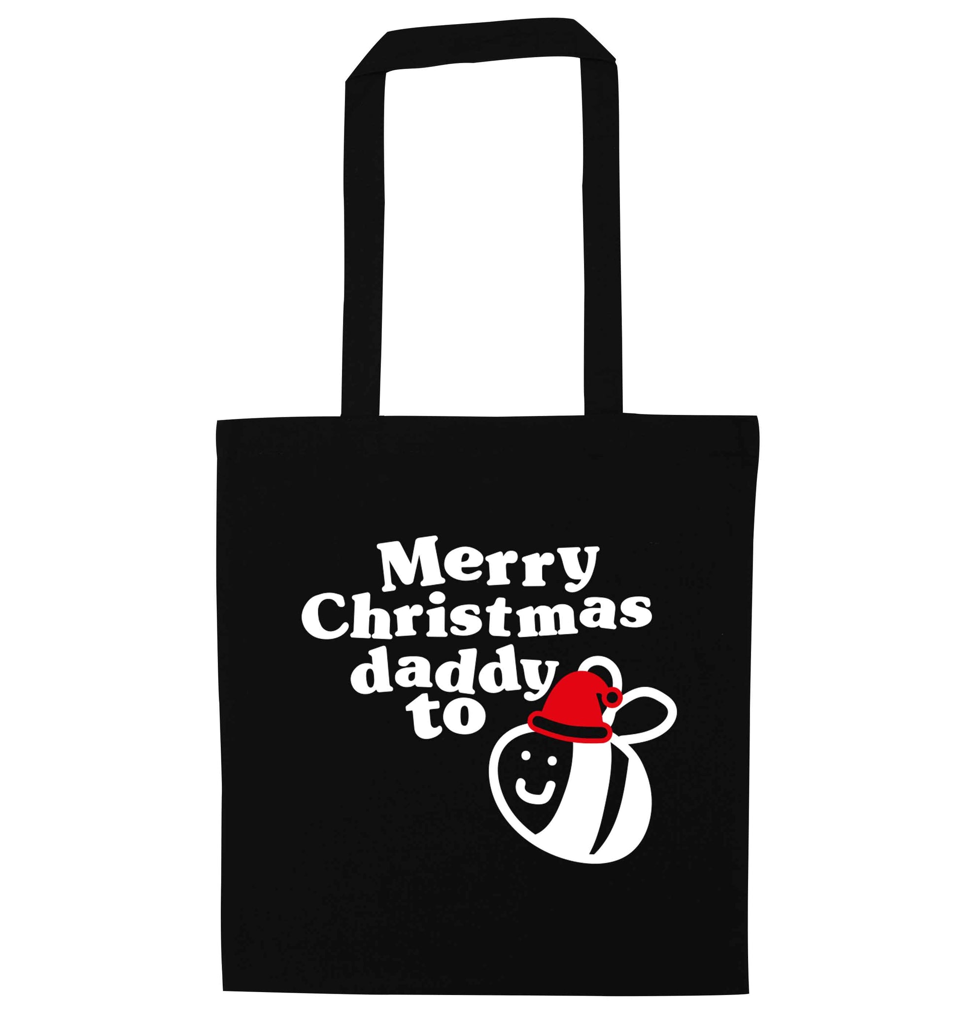 Merry Christmas daddy to be black tote bag