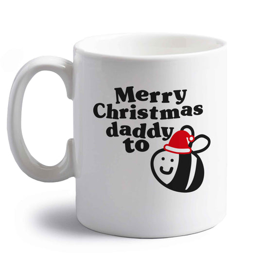 Merry Christmas daddy to be right handed white ceramic mug 