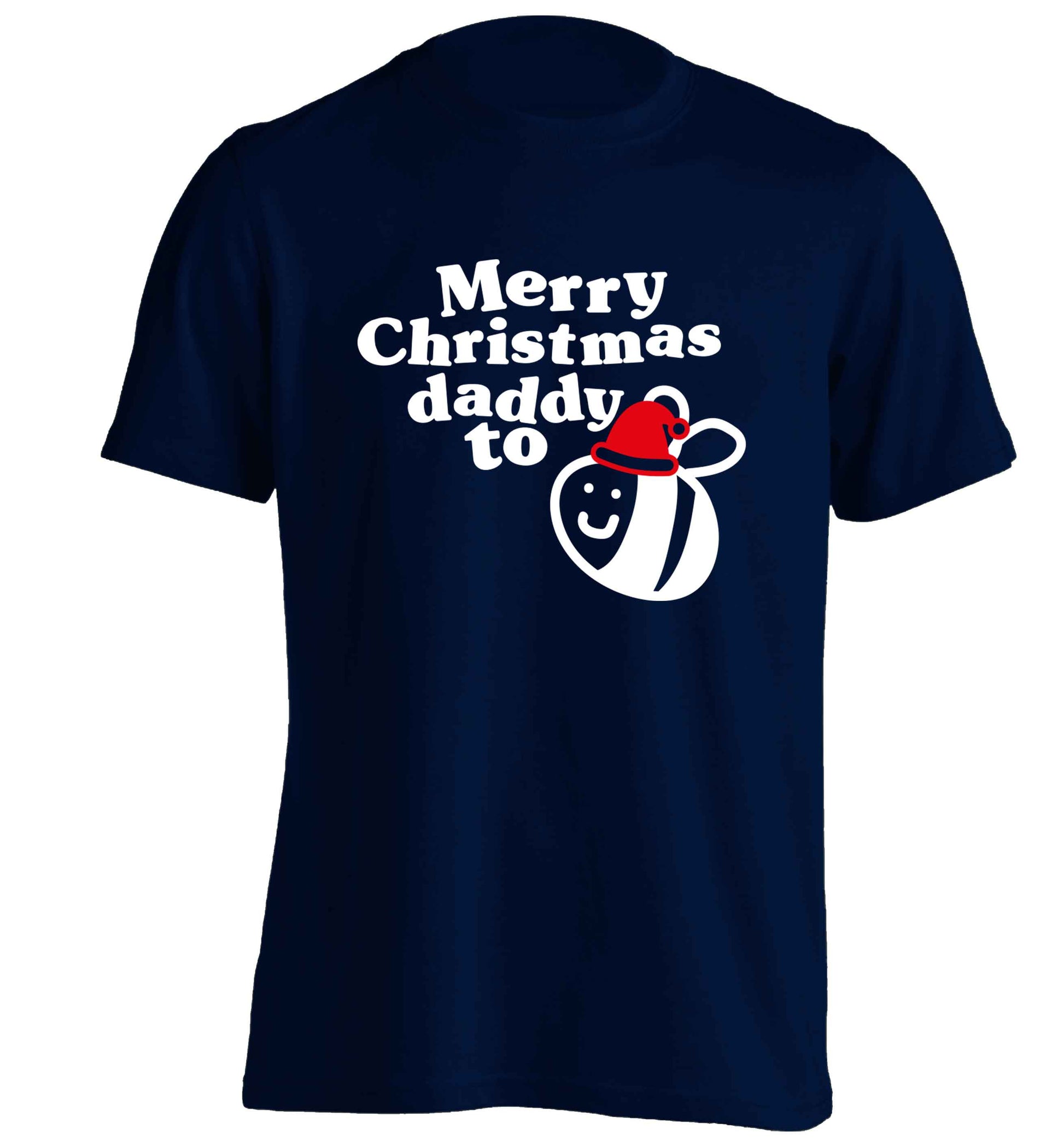 Merry Christmas daddy to be adults unisex navy Tshirt 2XL