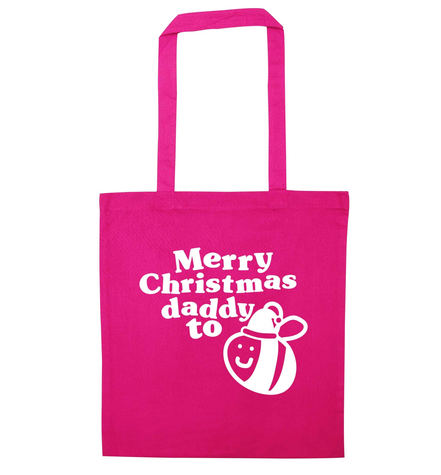 Merry Christmas daddy to be pink tote bag