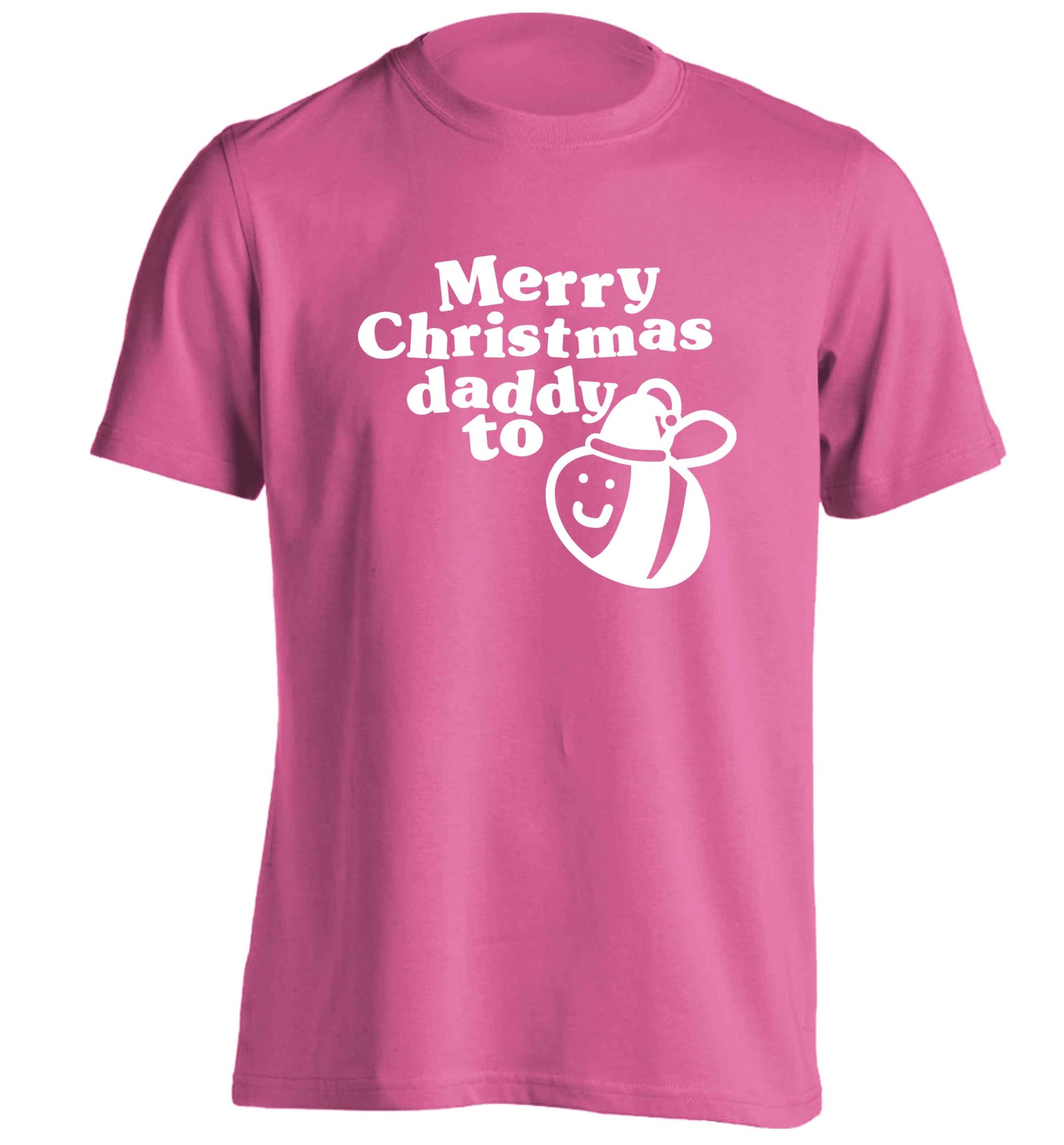 Merry Christmas daddy to be adults unisex pink Tshirt 2XL