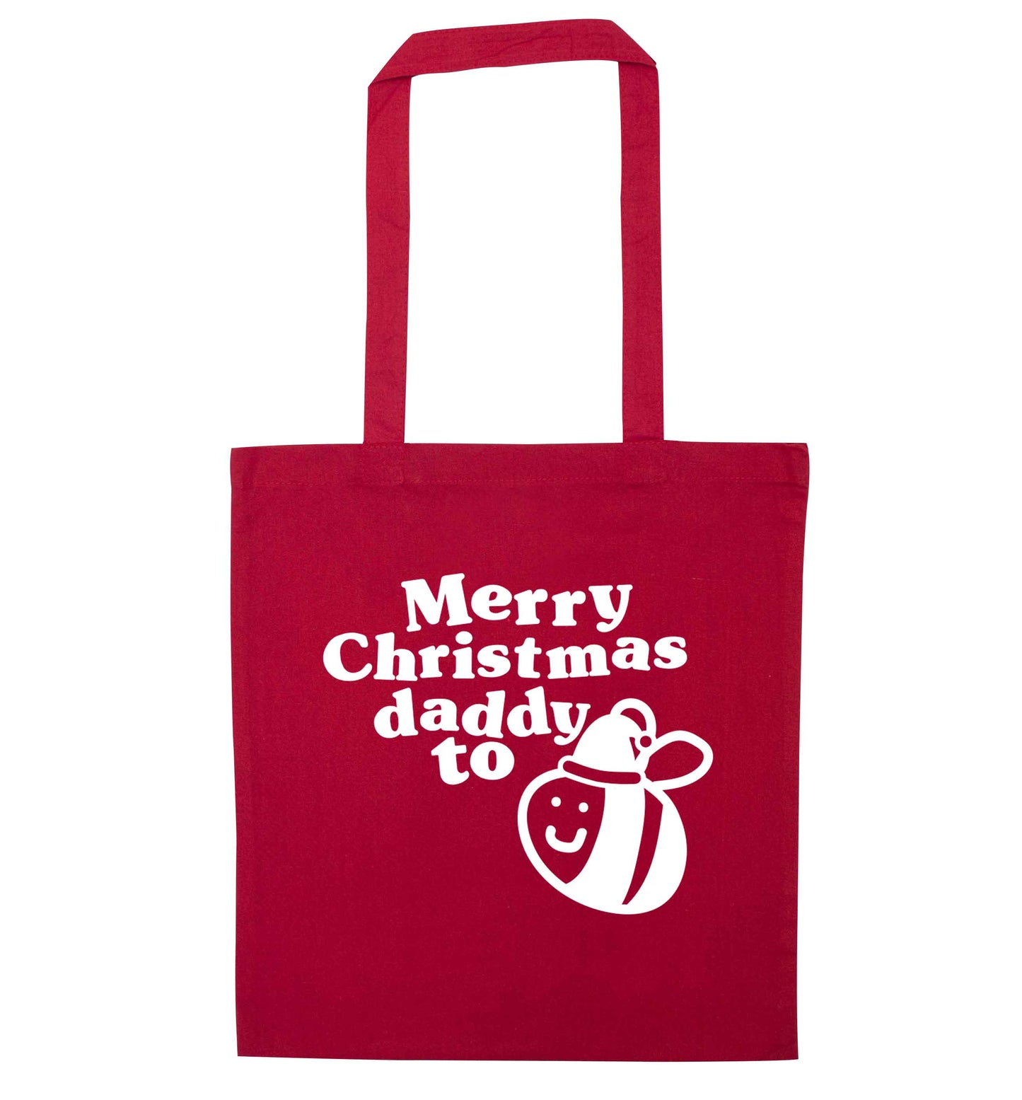 Merry Christmas daddy to be red tote bag