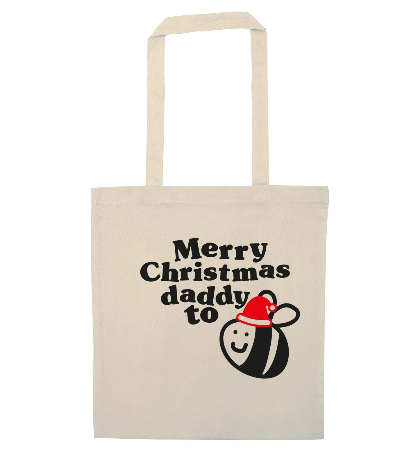 Merry Christmas daddy to be natural tote bag