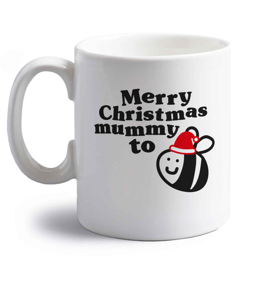 Merry Christmas mummy to be right handed white ceramic mug 