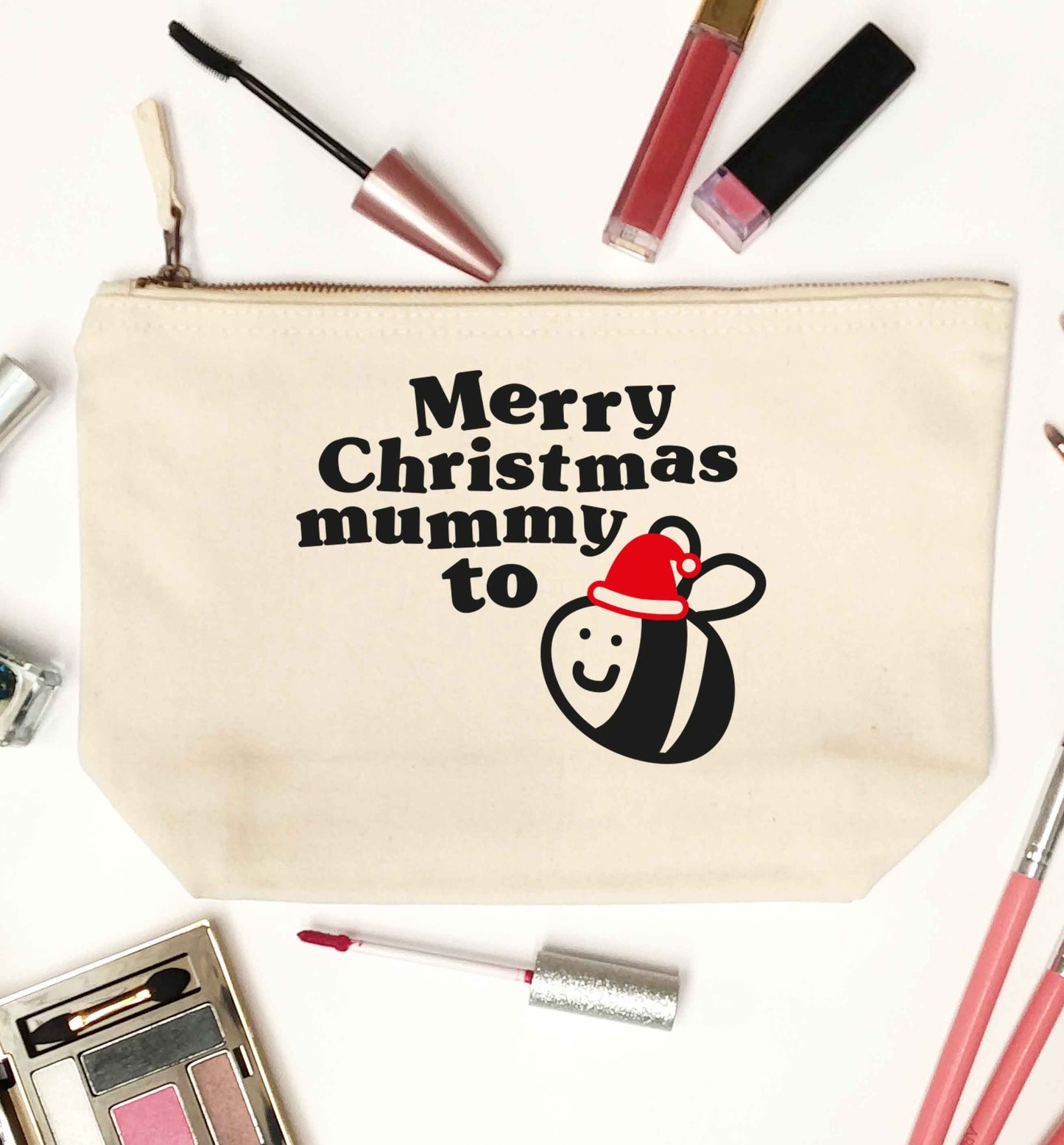 Merry Christmas mummy to be natural makeup bag