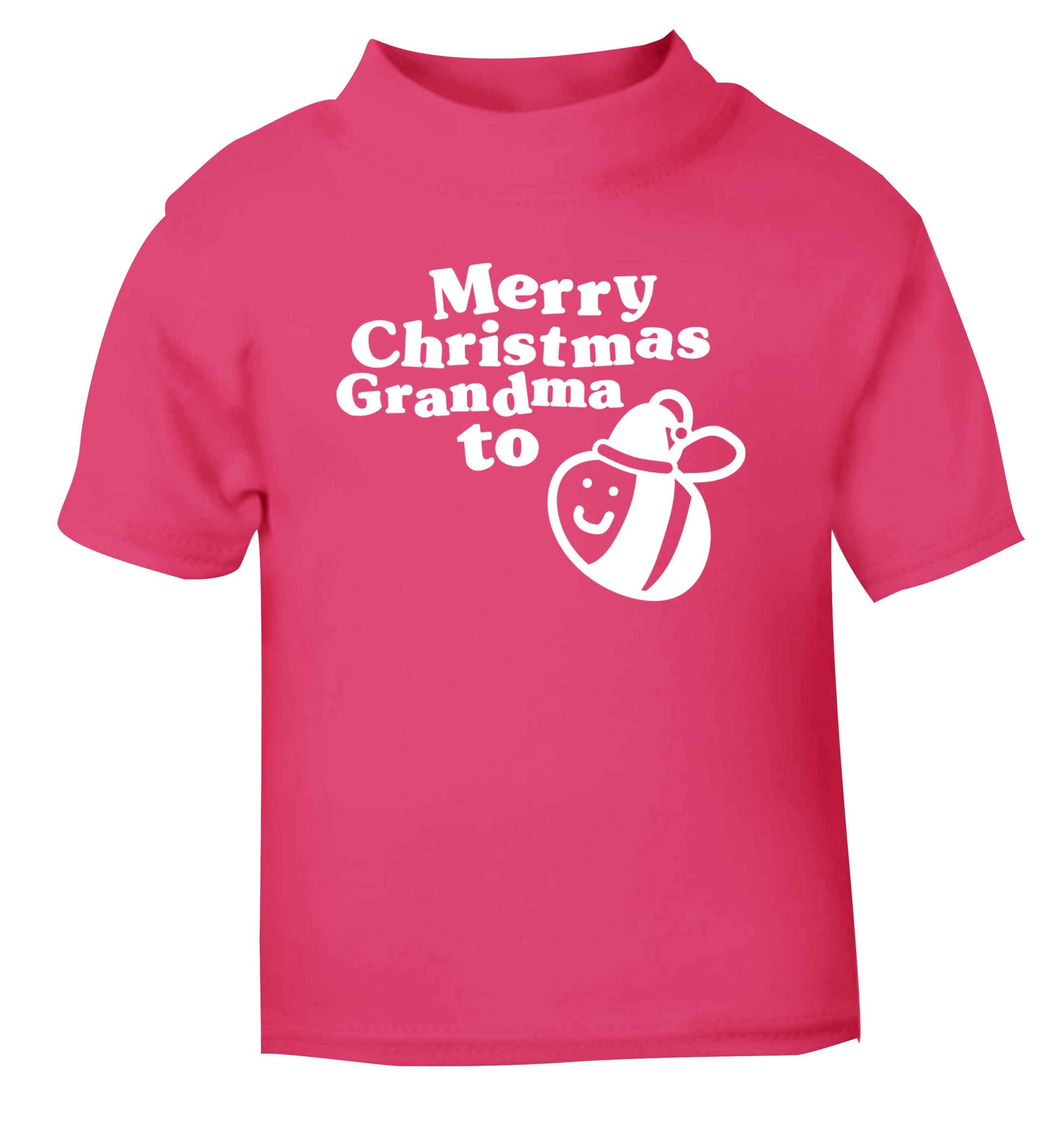 Merry Christmas grandma to be pink Baby Toddler Tshirt 2 Years