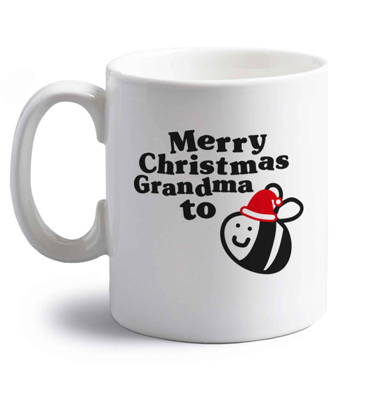 Merry Christmas grandma to be right handed white ceramic mug 