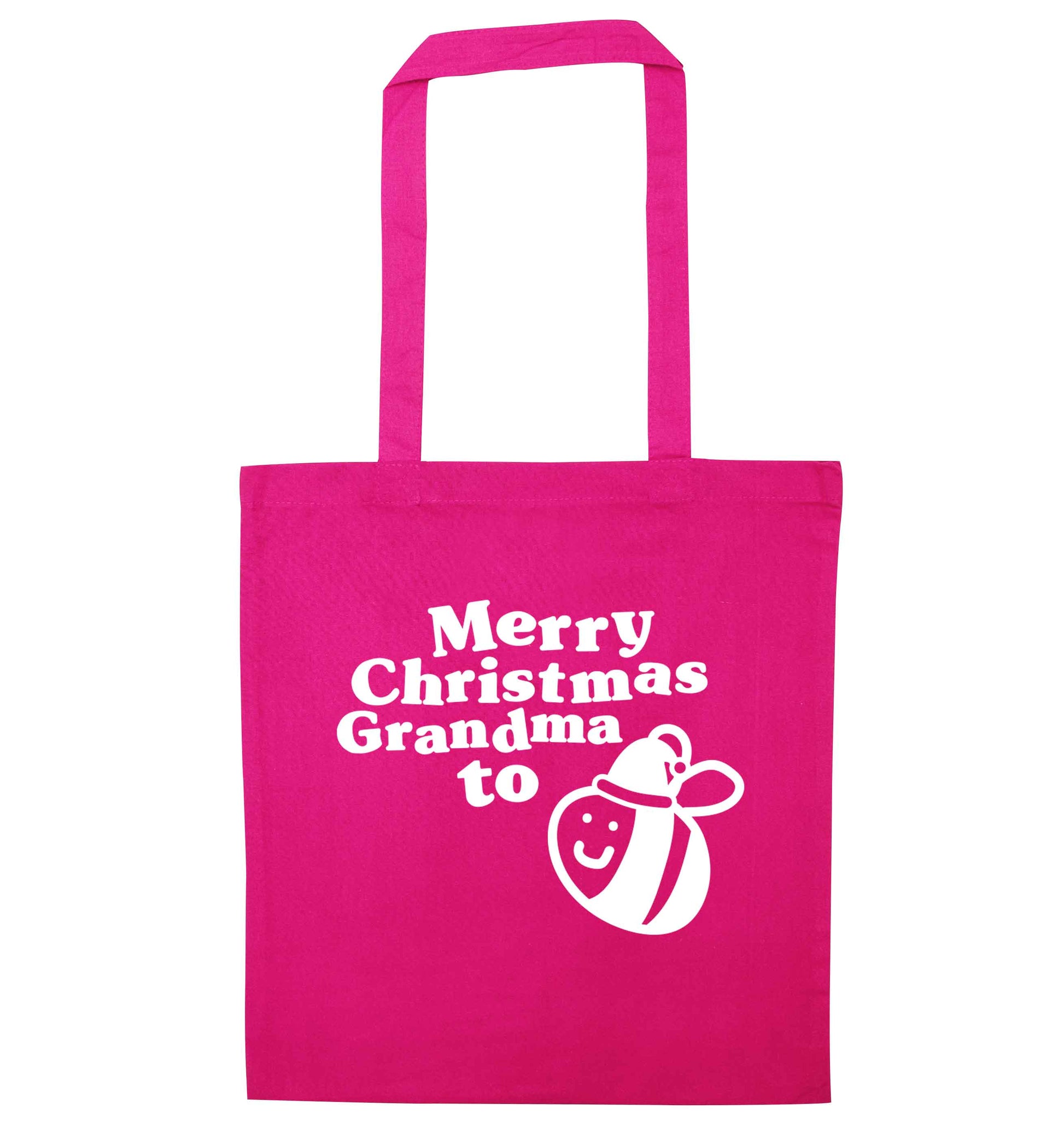 Merry Christmas grandma to be pink tote bag