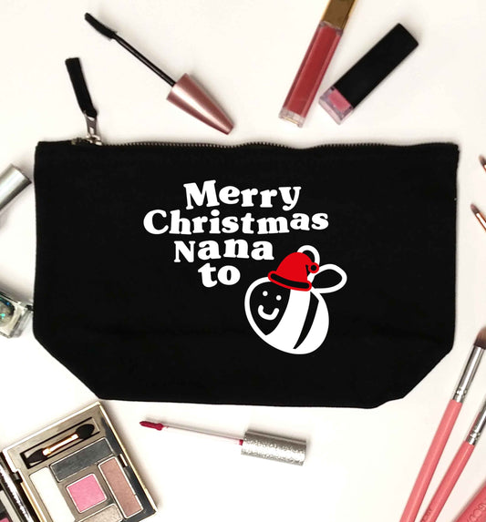 Merry Christmas nana to be black makeup bag