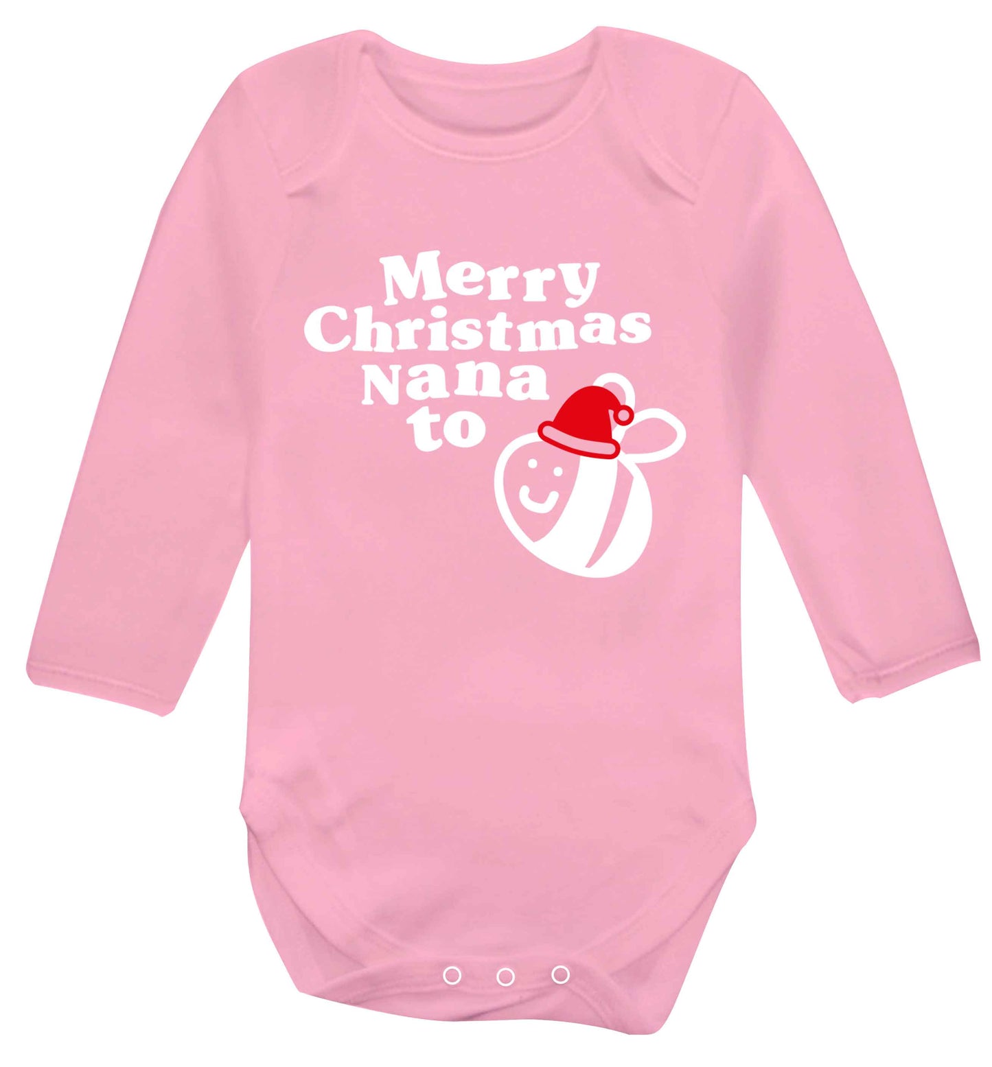 Merry Christmas nana to be Baby Vest long sleeved pale pink 6-12 months