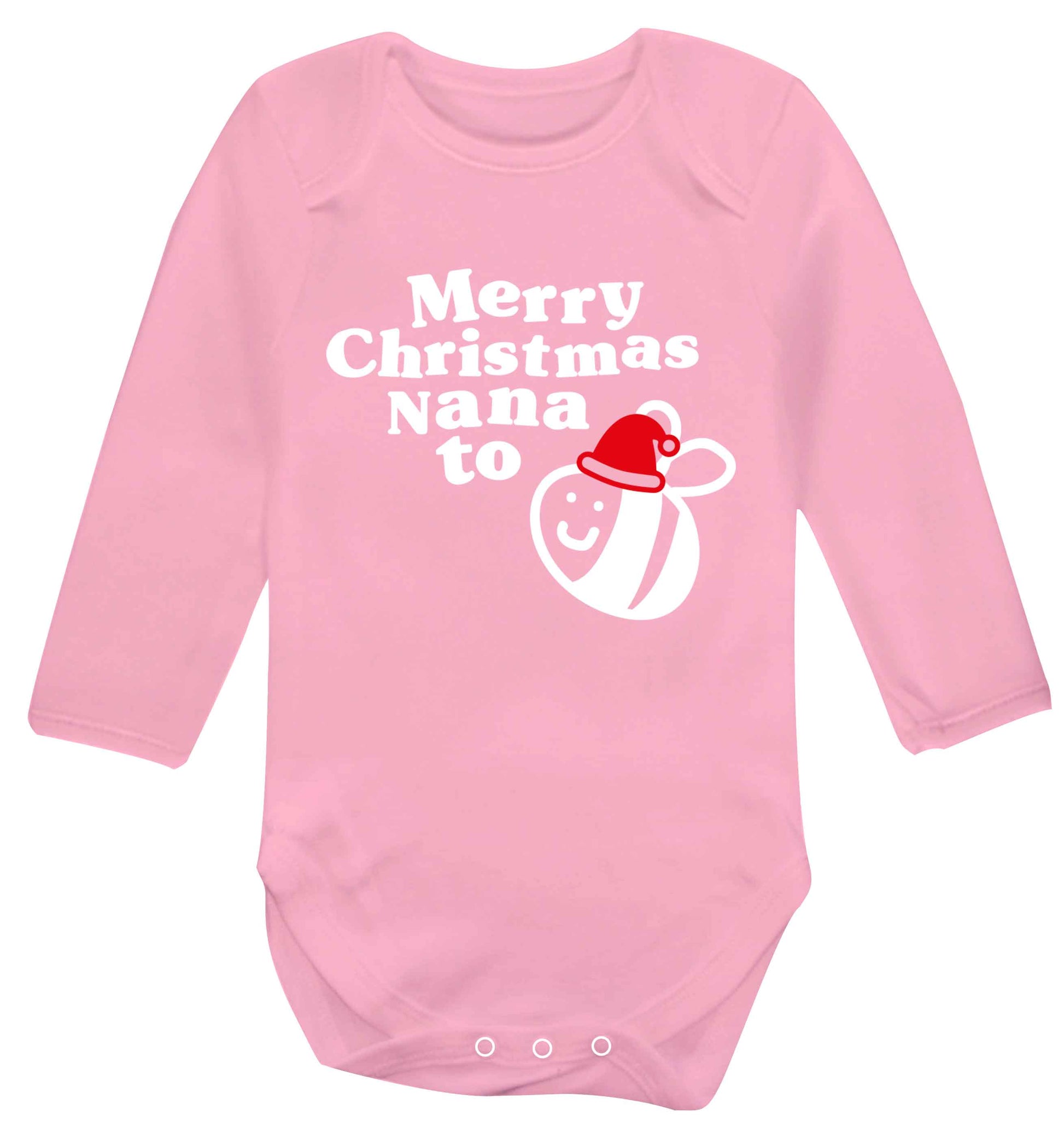 Merry Christmas nana to be Baby Vest long sleeved pale pink 6-12 months