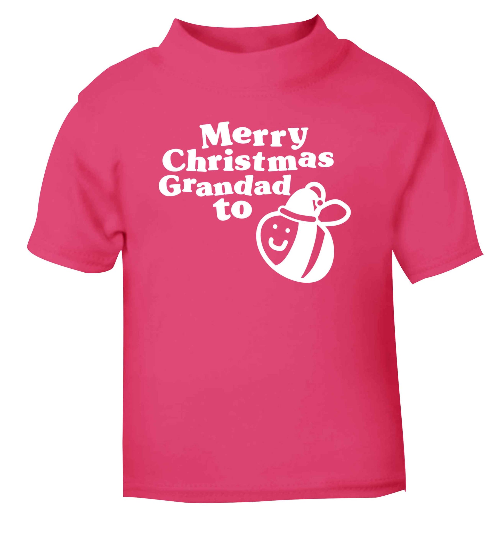Merry Christmas grandad to be pink Baby Toddler Tshirt 2 Years