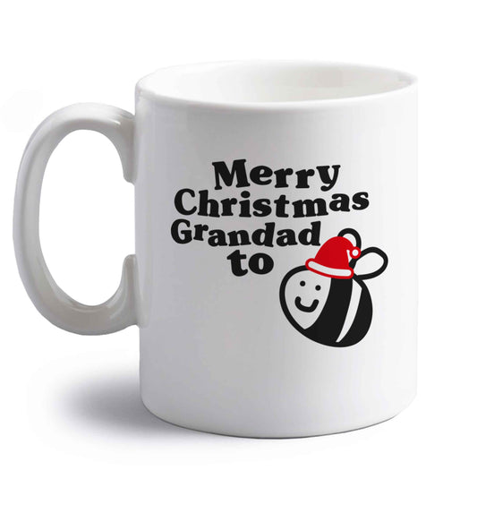 Merry Christmas grandad to be right handed white ceramic mug 