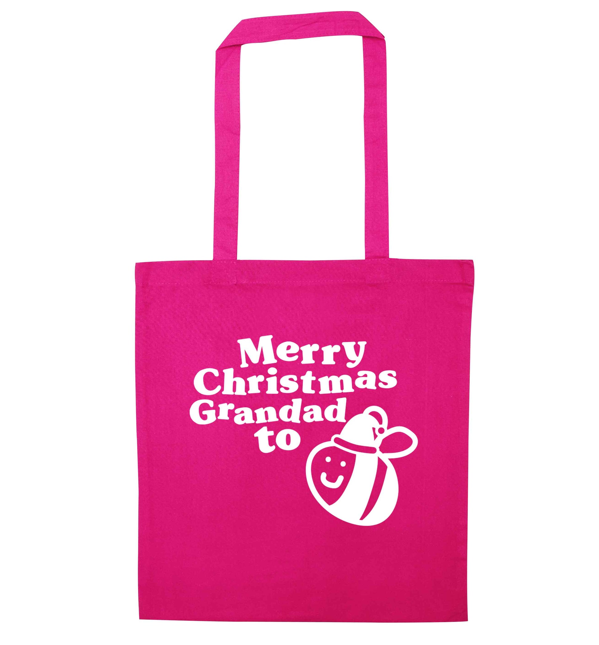Merry Christmas grandad to be pink tote bag