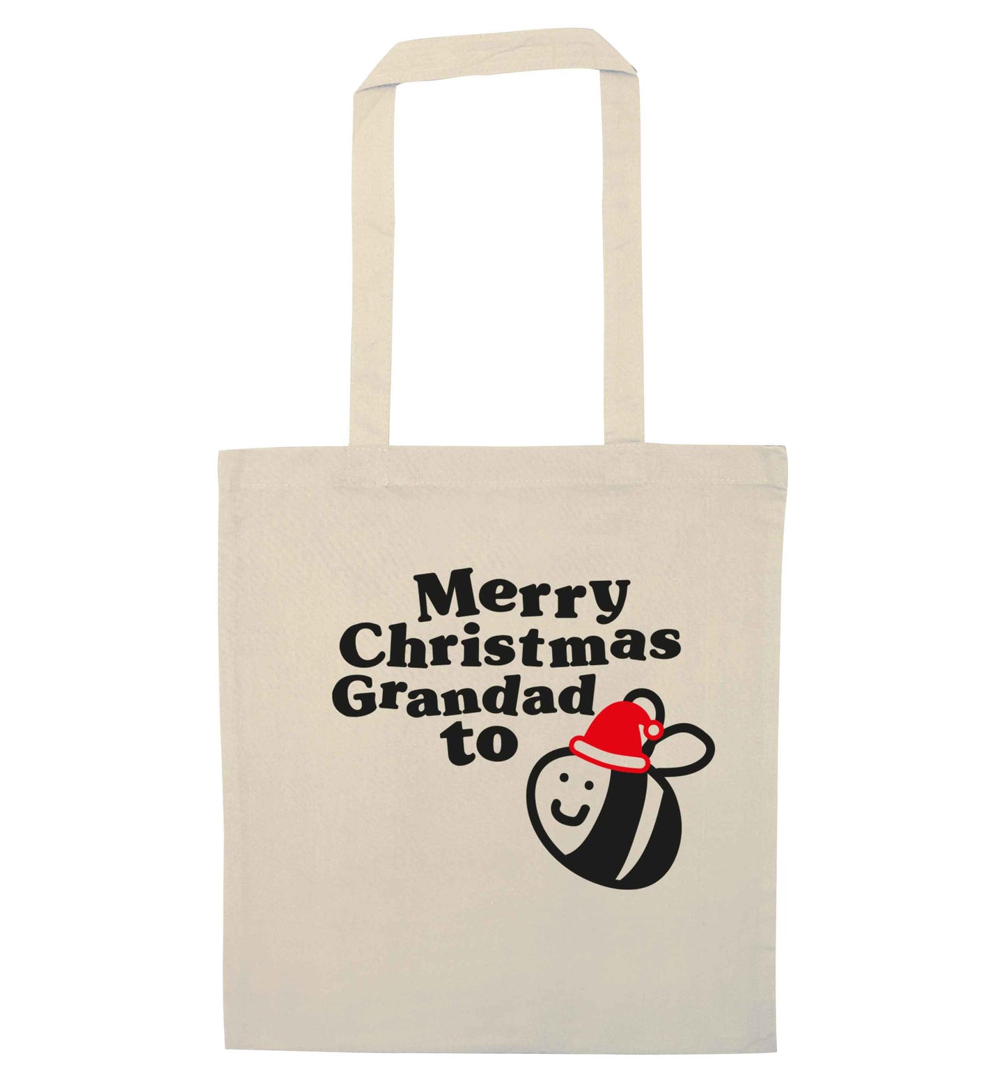 Merry Christmas grandad to be natural tote bag