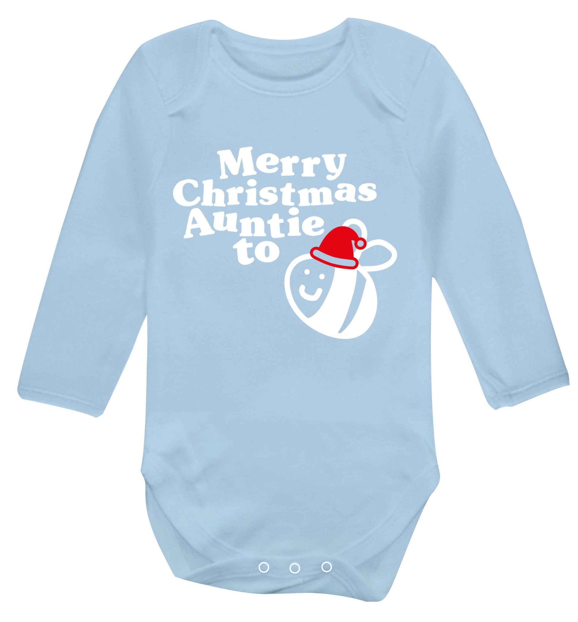 Merry Christmas auntie to be Baby Vest long sleeved pale blue 6-12 months