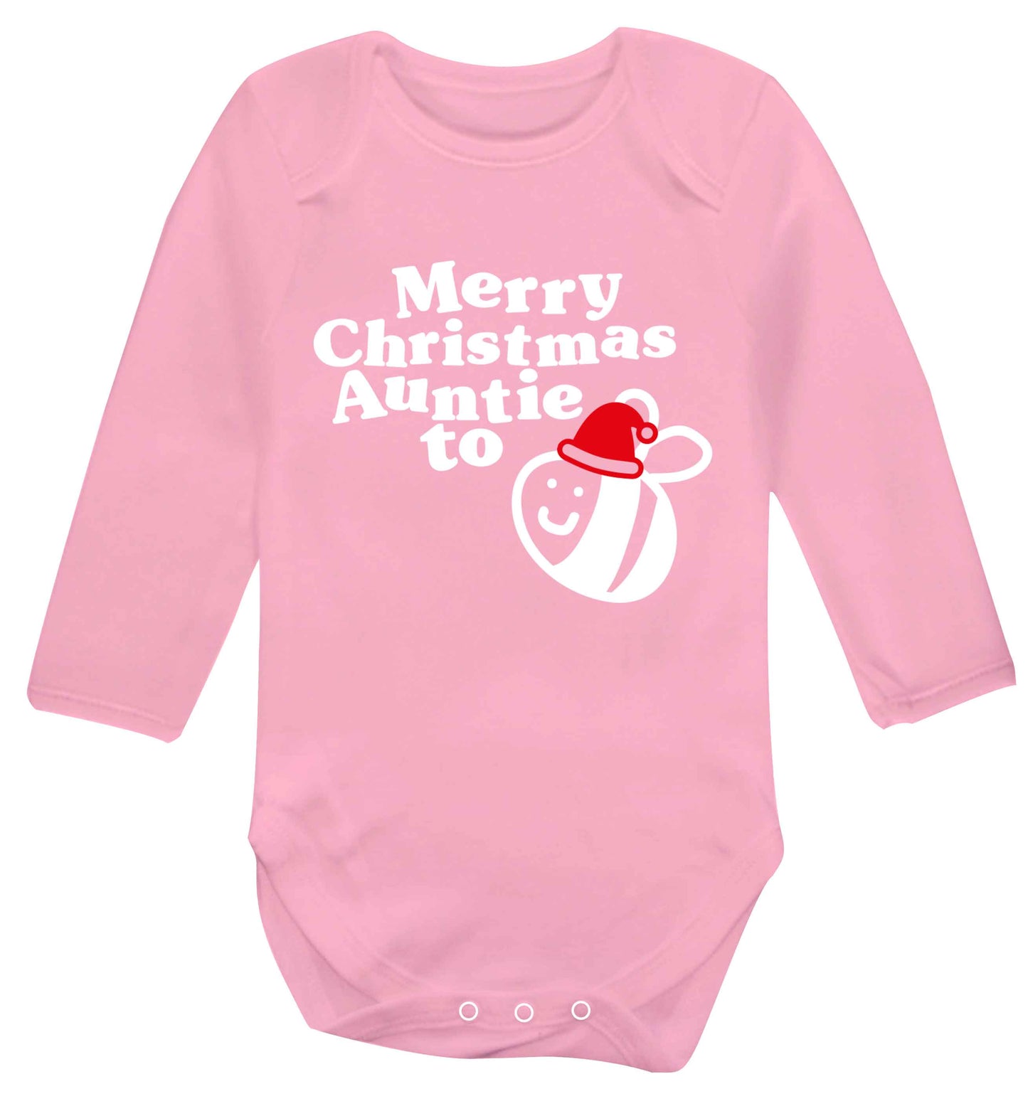Merry Christmas auntie to be Baby Vest long sleeved pale pink 6-12 months