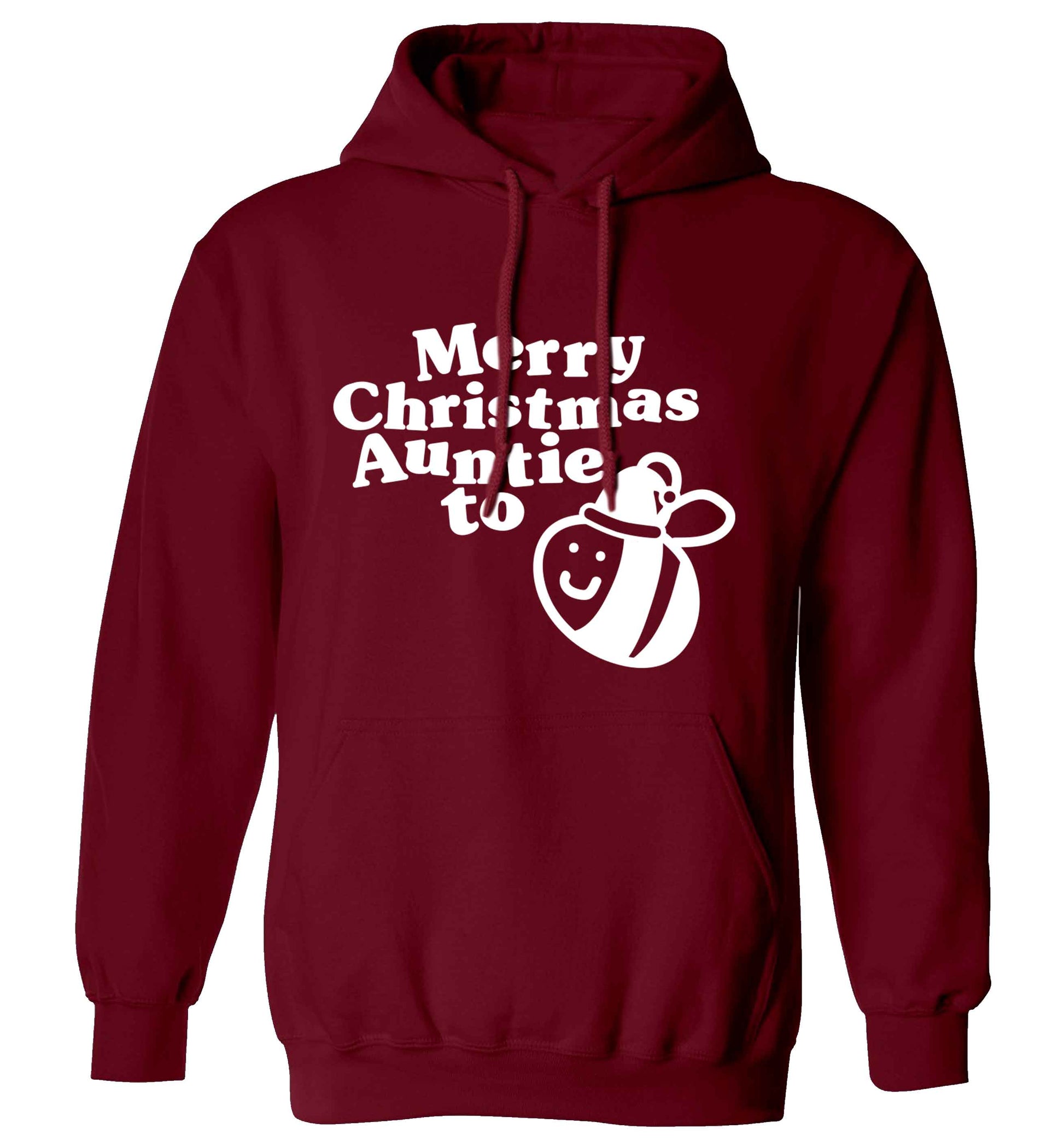 Merry Christmas auntie to be adults unisex maroon hoodie 2XL