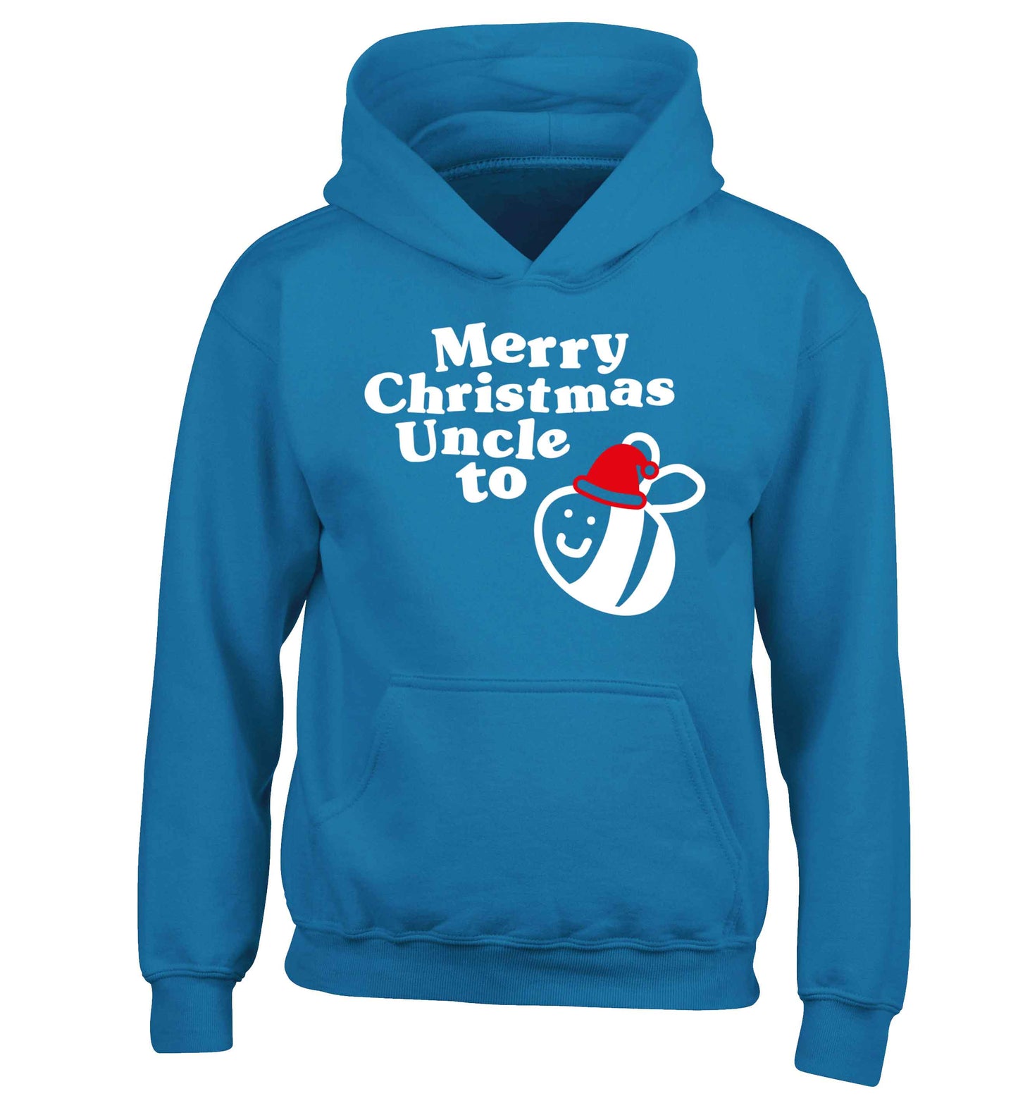 Merry Christmas uncle to be children's blue hoodie 12-13 Years