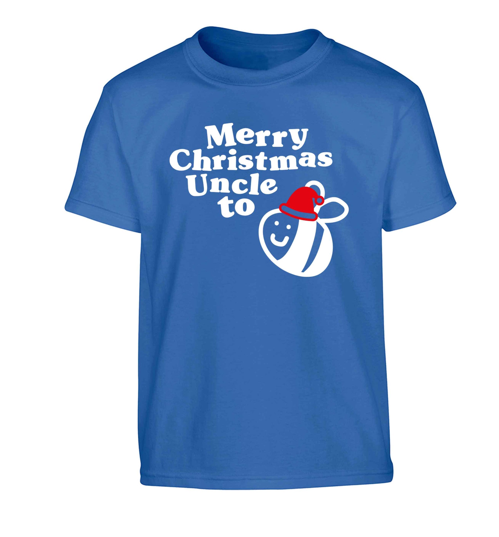 Merry Christmas uncle to be Children's blue Tshirt 12-13 Years