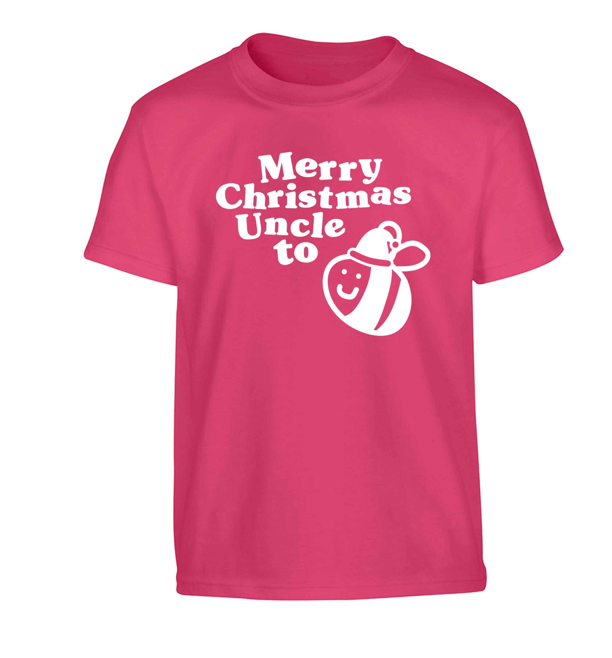 Merry Christmas uncle to be Children's pink Tshirt 12-13 Years