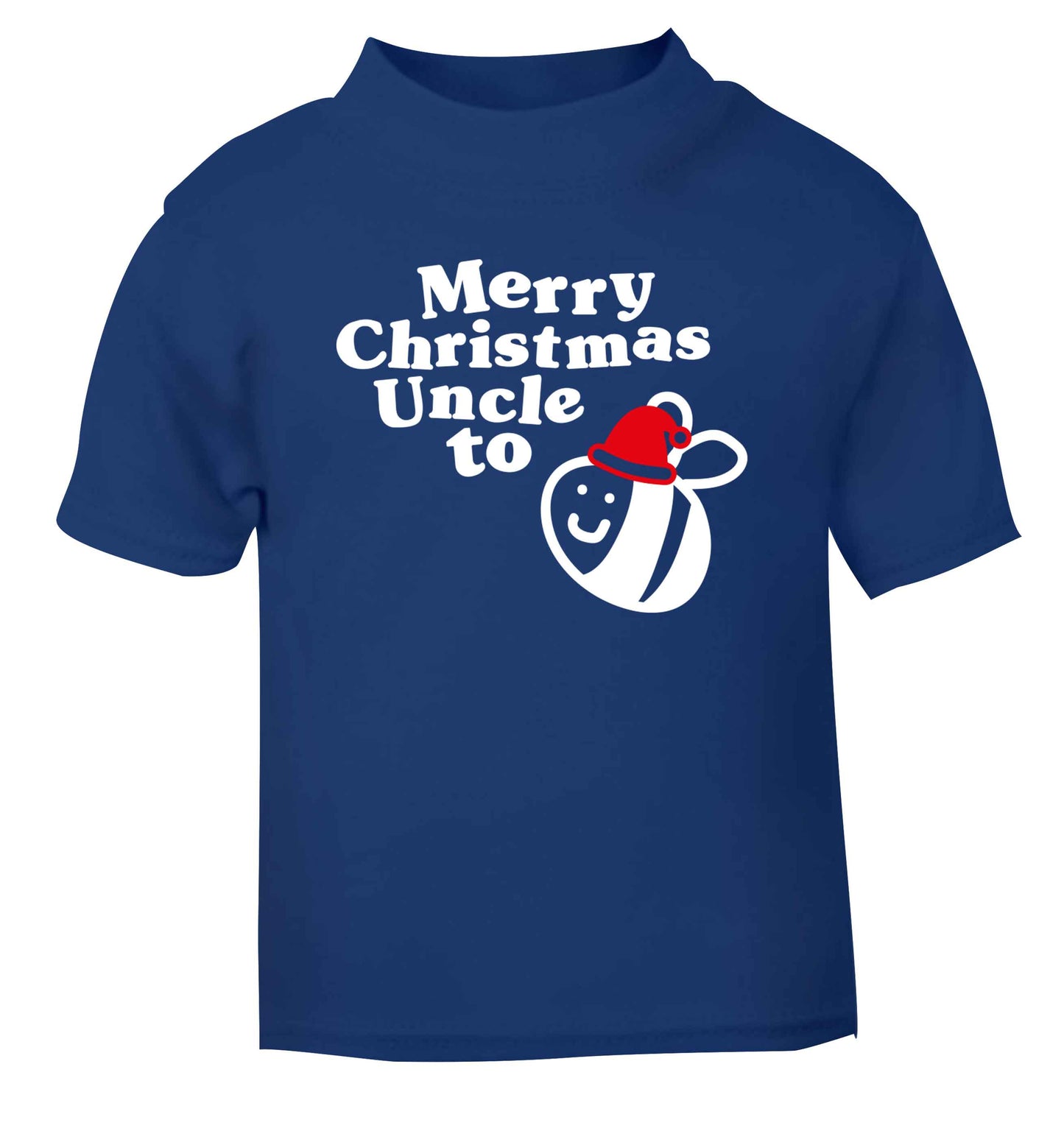Merry Christmas uncle to be blue Baby Toddler Tshirt 2 Years