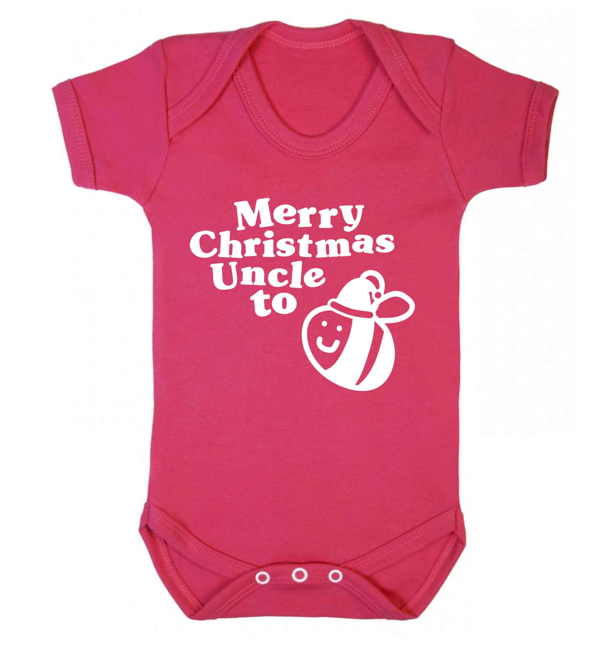 Merry Christmas uncle to be Baby Vest dark pink 18-24 months