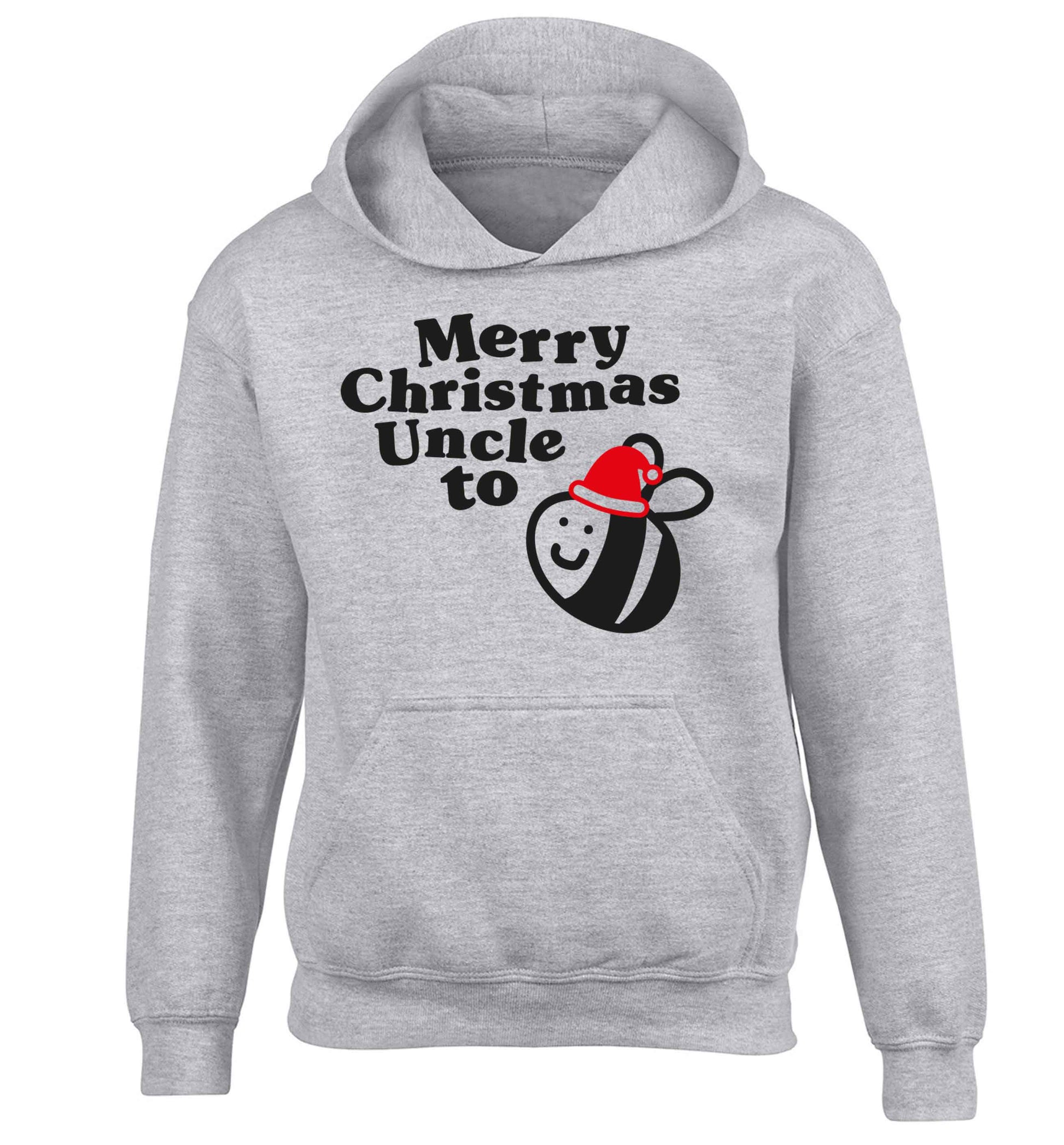 Merry Christmas uncle to be children's grey hoodie 12-13 Years