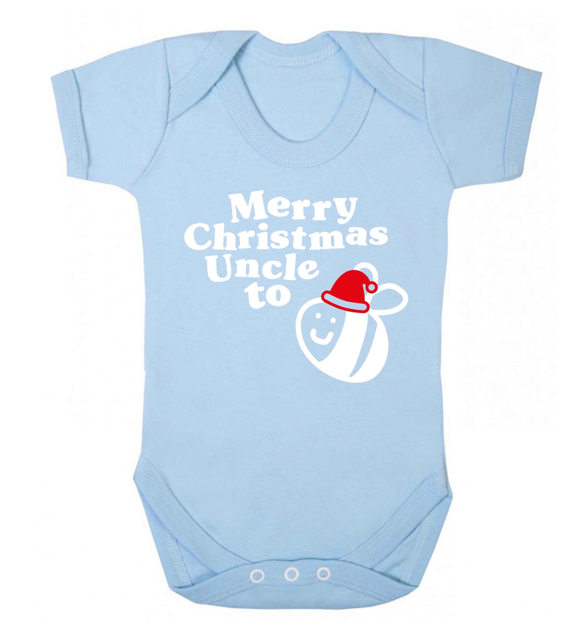 Merry Christmas uncle to be Baby Vest pale blue 18-24 months