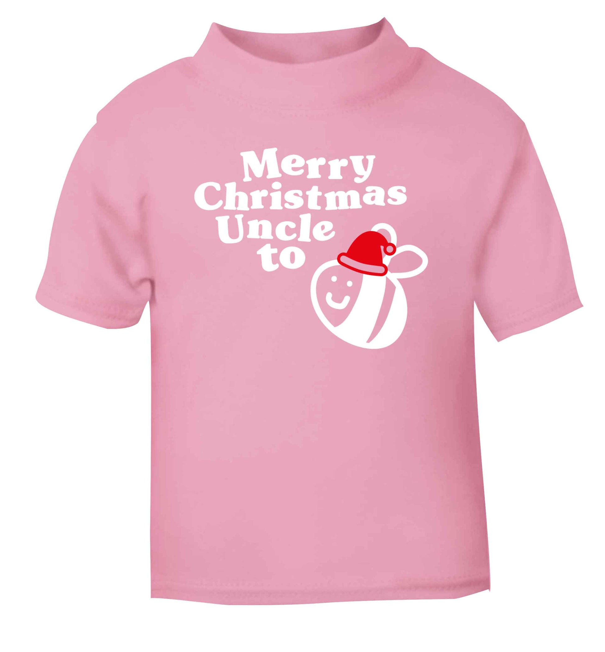 Merry Christmas uncle to be light pink Baby Toddler Tshirt 2 Years