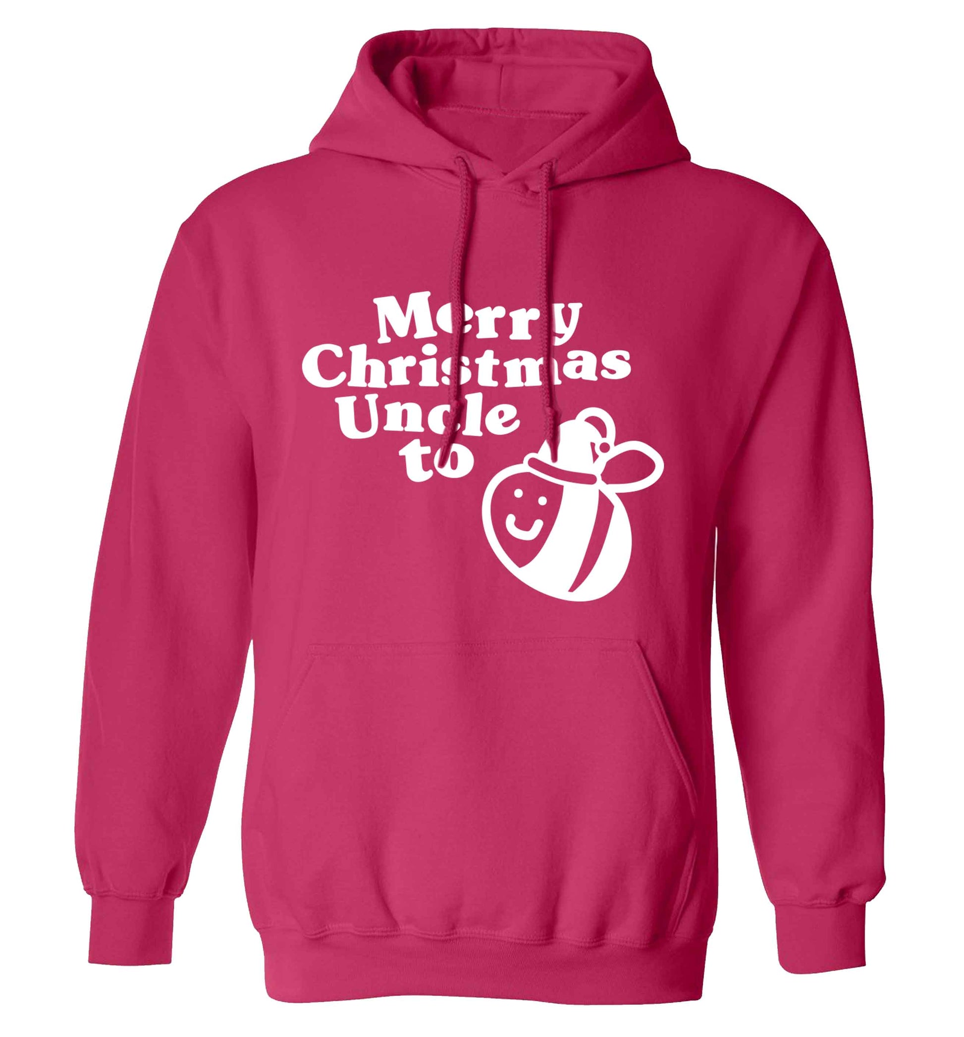 Merry Christmas uncle to be adults unisex pink hoodie 2XL