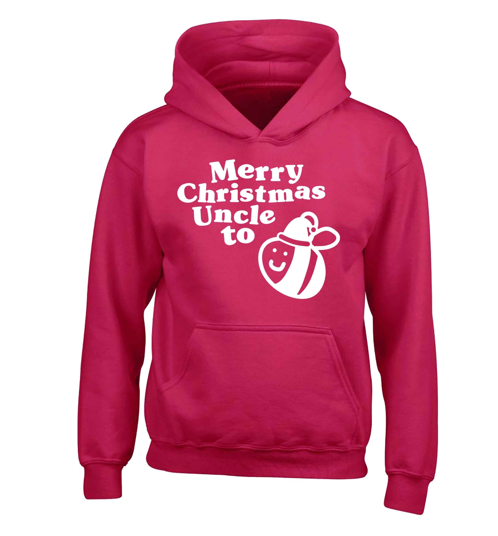 Merry Christmas uncle to be children's pink hoodie 12-13 Years