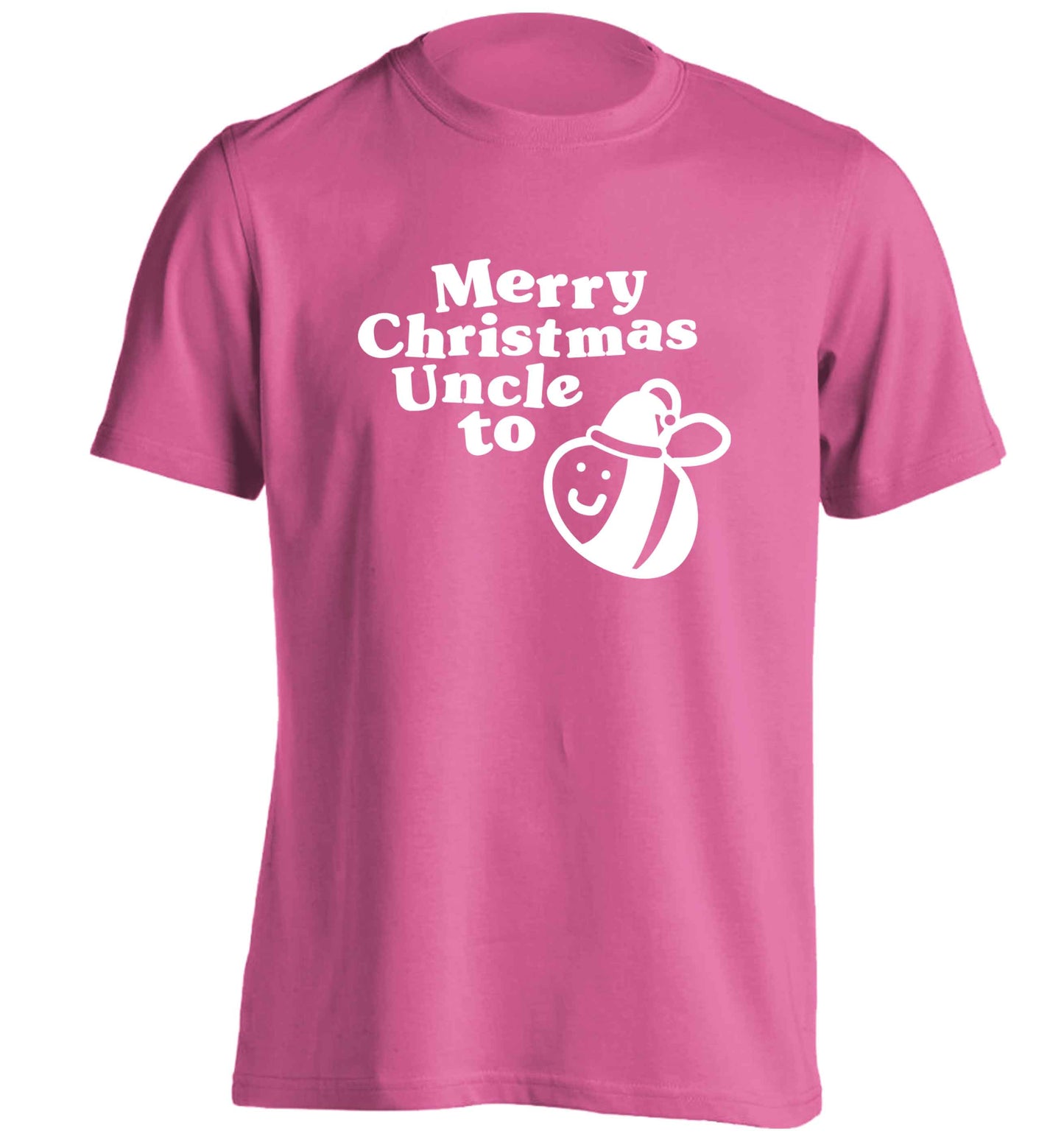 Merry Christmas uncle to be adults unisex pink Tshirt 2XL
