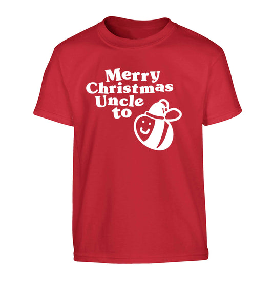 Merry Christmas uncle to be Children's red Tshirt 12-13 Years