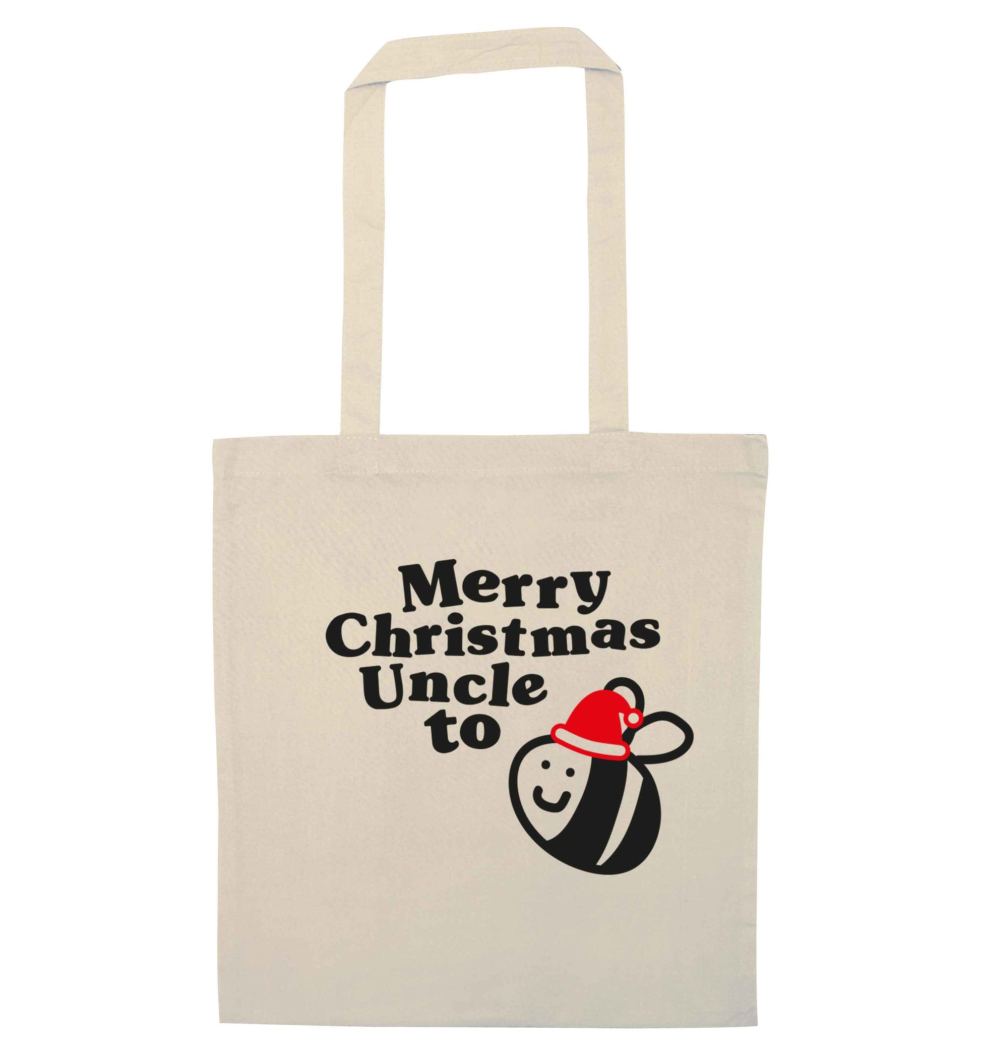Merry Christmas uncle to be natural tote bag