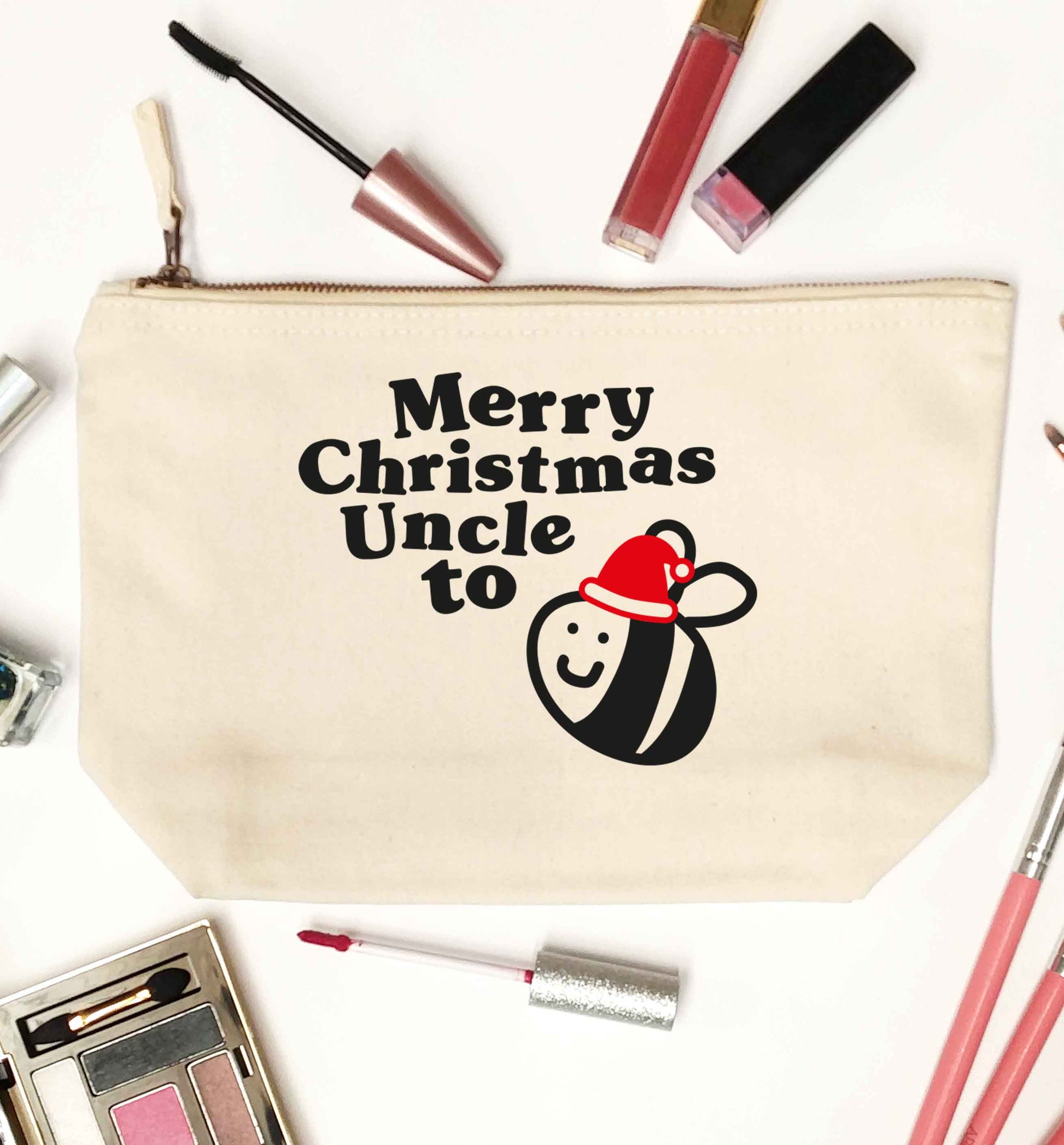 Merry Christmas uncle to be natural makeup bag