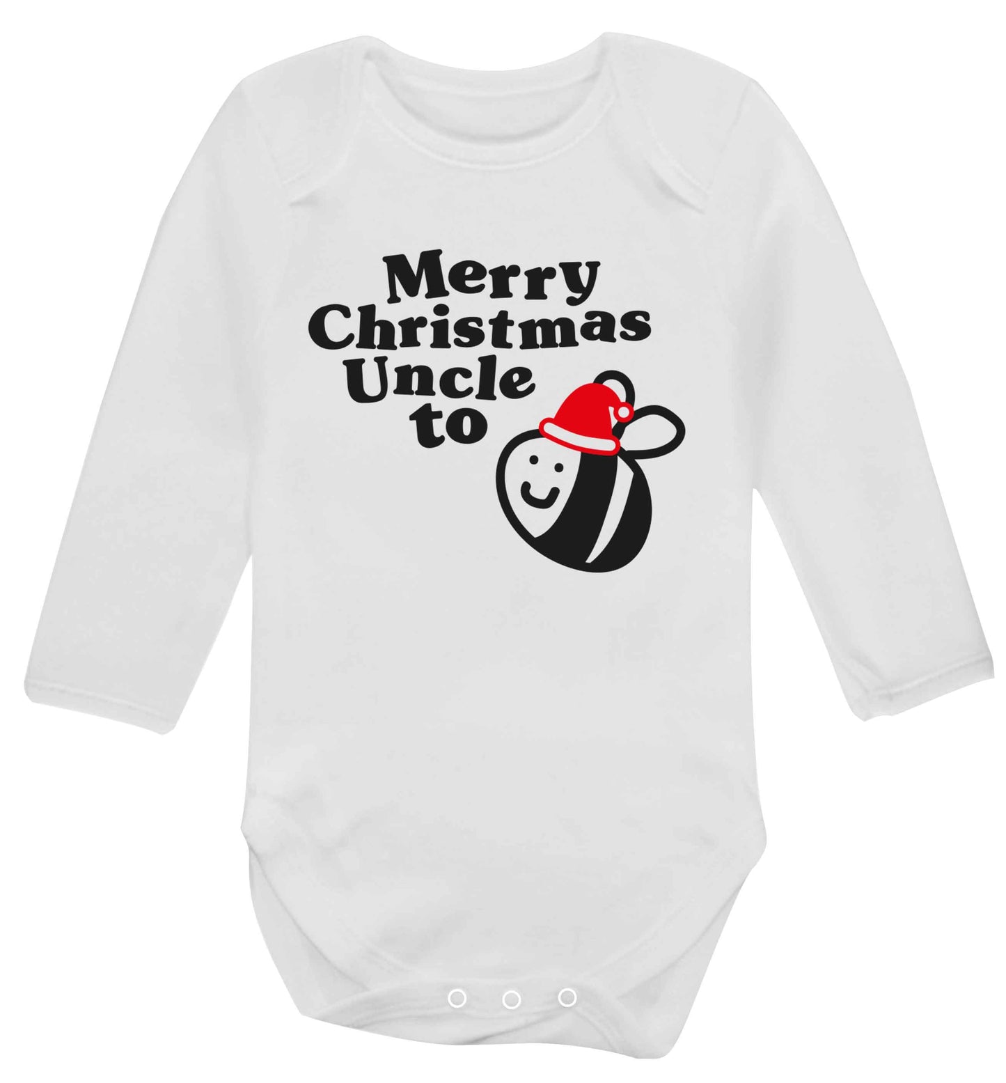 Merry Christmas uncle to be Baby Vest long sleeved white 6-12 months