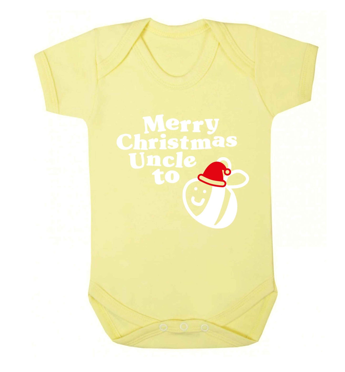 Merry Christmas uncle to be Baby Vest pale yellow 18-24 months