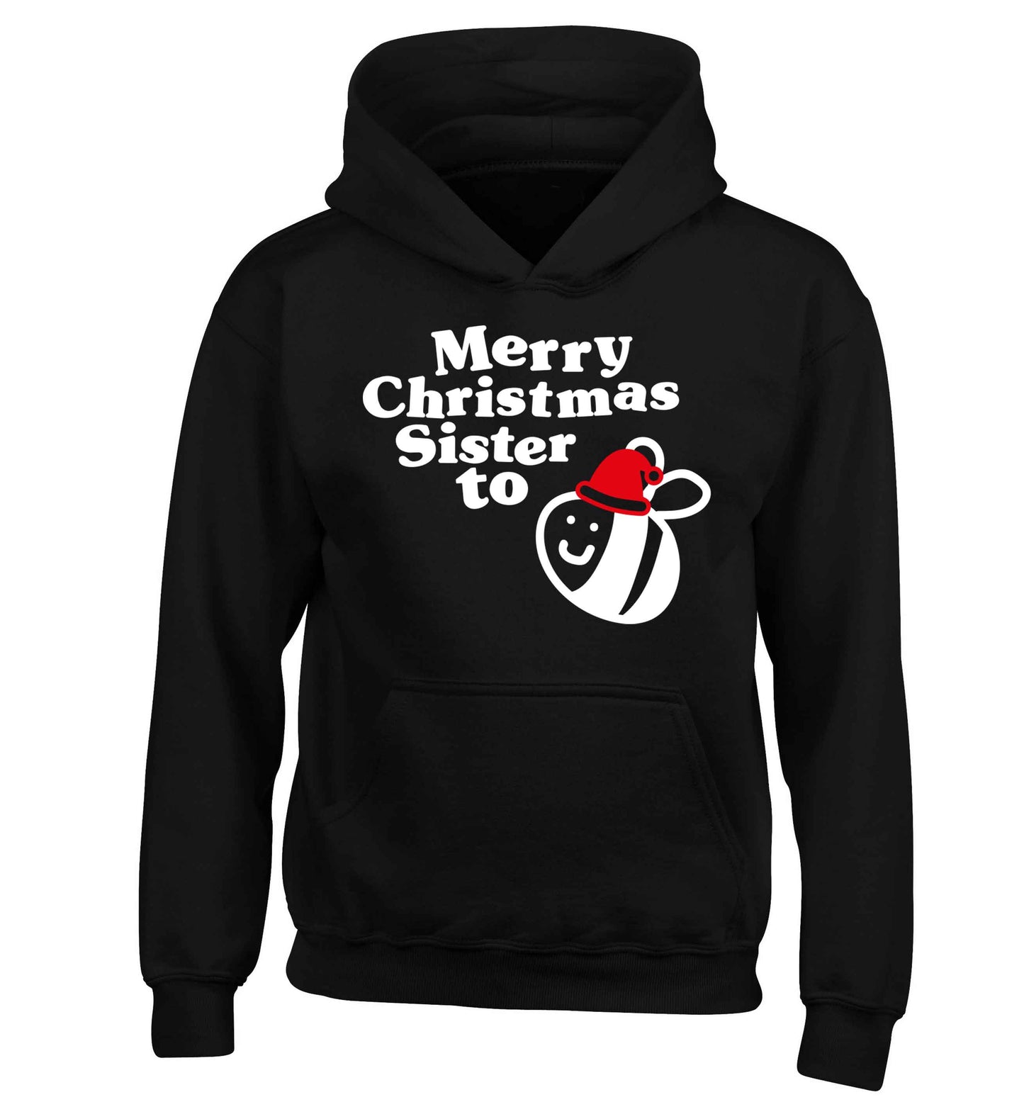 Merry Christmas sister to be children's black hoodie 12-13 Years