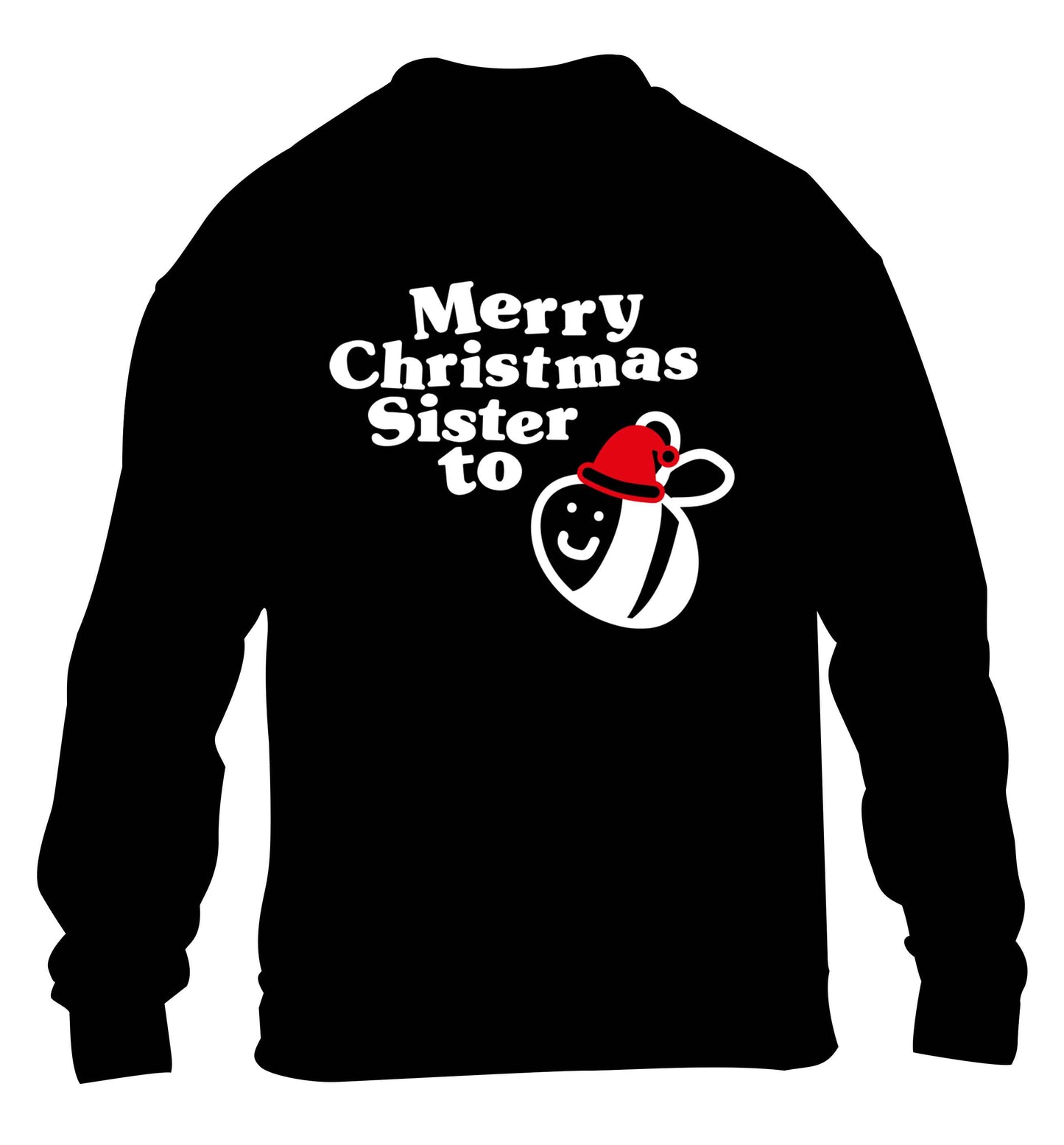 Merry Christmas sister to be children's black sweater 12-13 Years