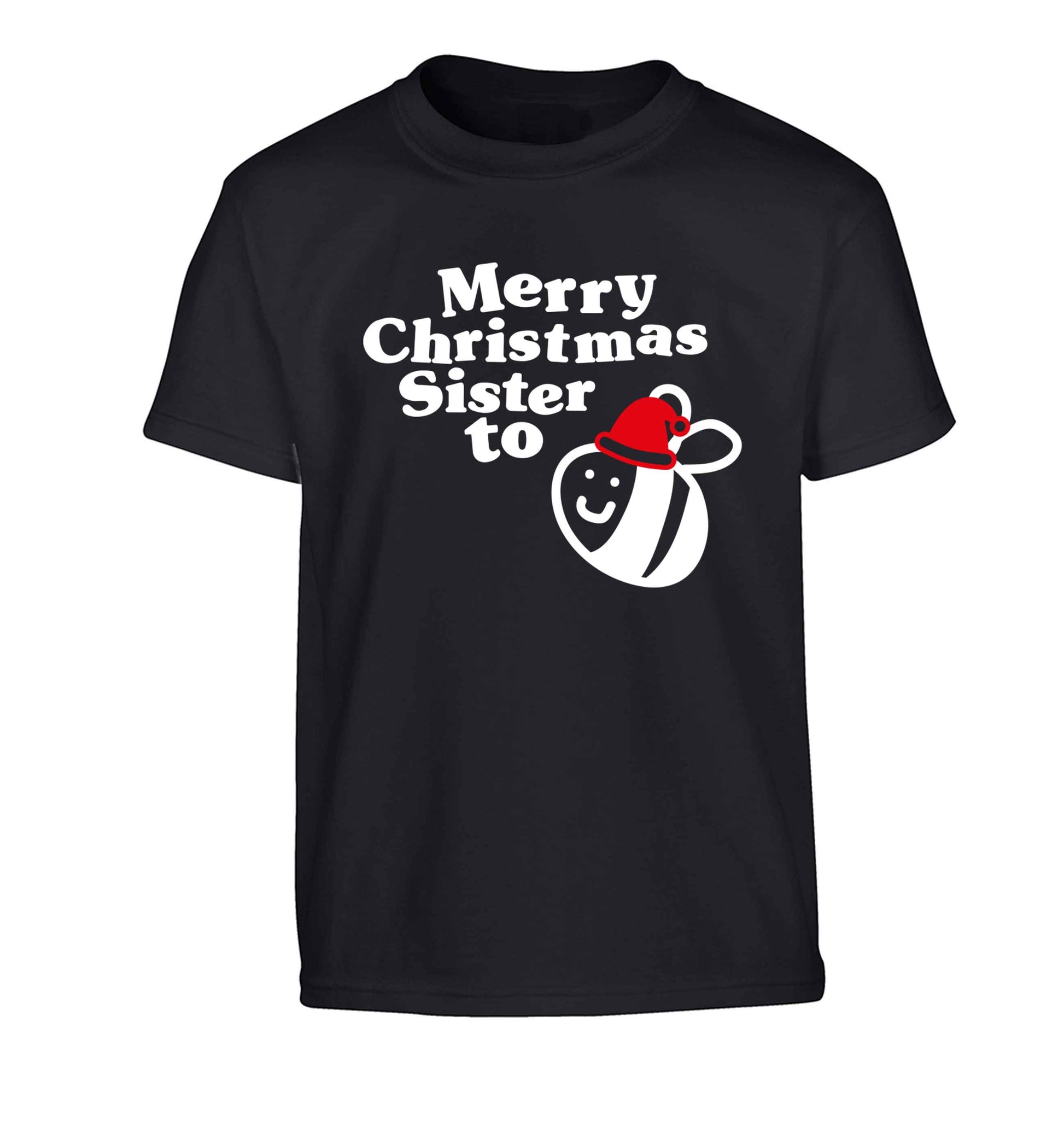Merry Christmas sister to be Children's black Tshirt 12-13 Years