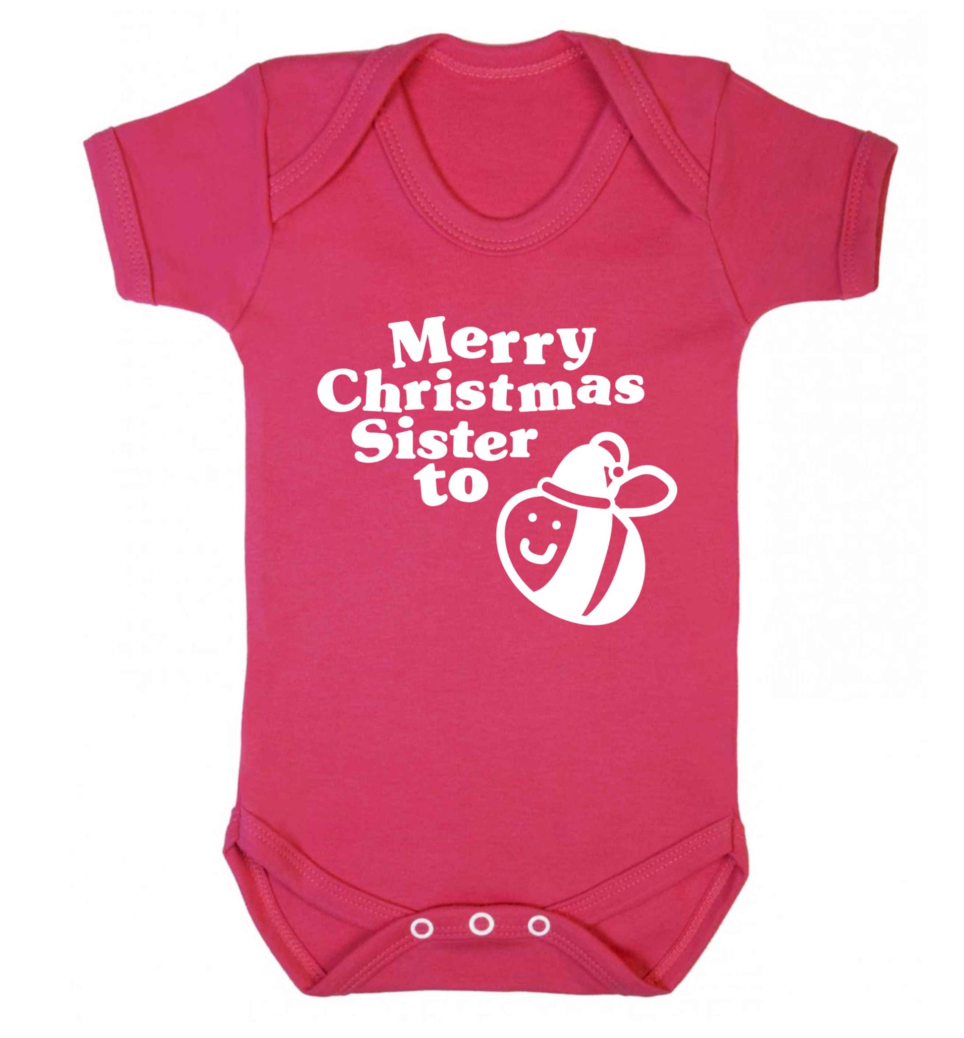 Merry Christmas sister to be Baby Vest dark pink 18-24 months