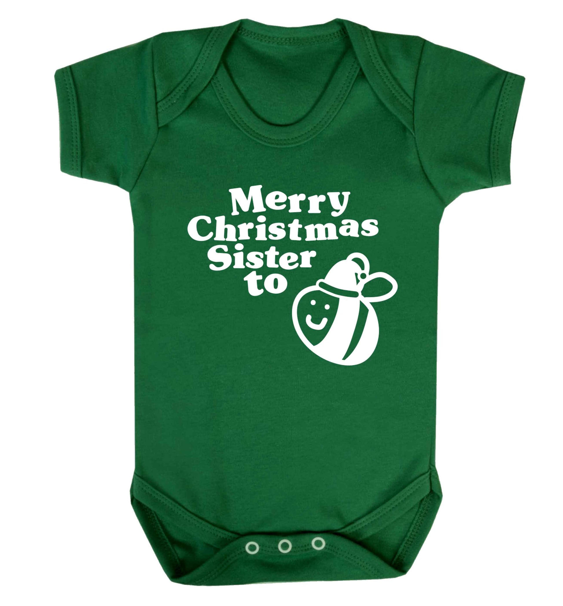 Merry Christmas sister to be Baby Vest green 18-24 months