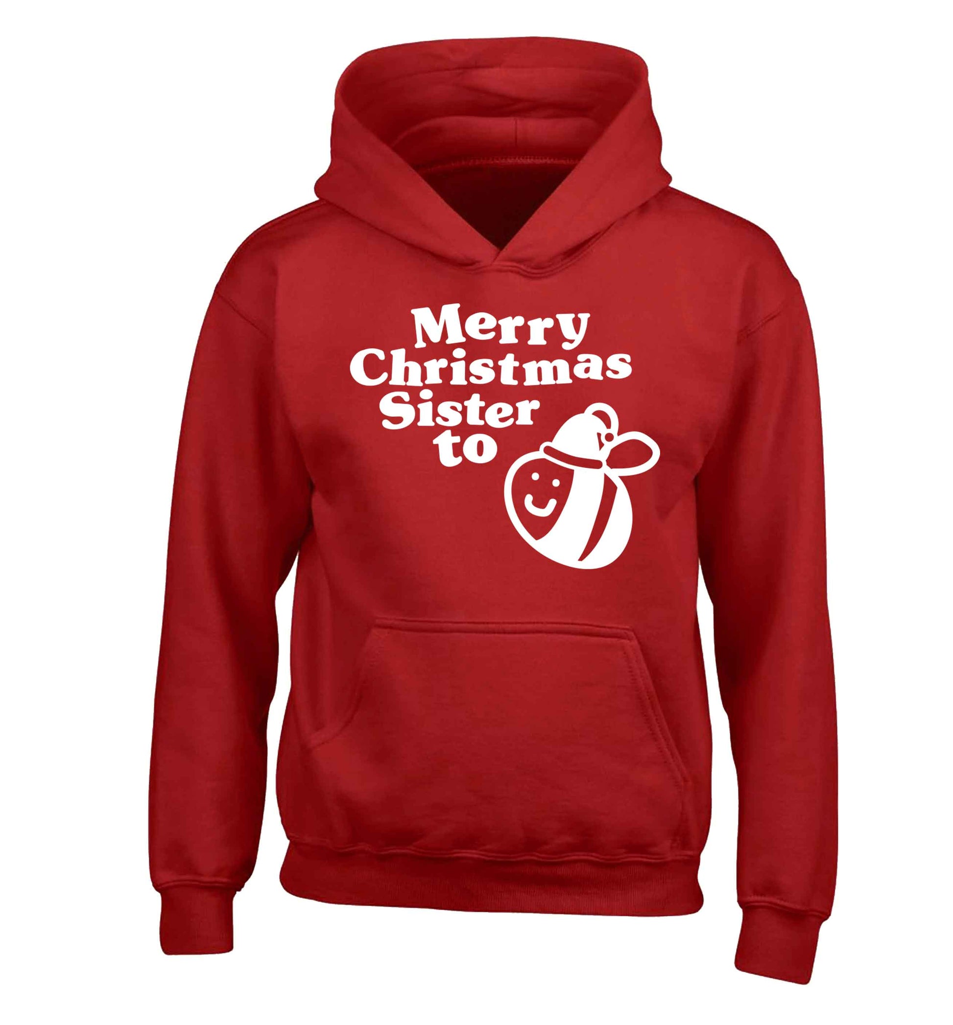 Merry Christmas sister to be children's red hoodie 12-13 Years