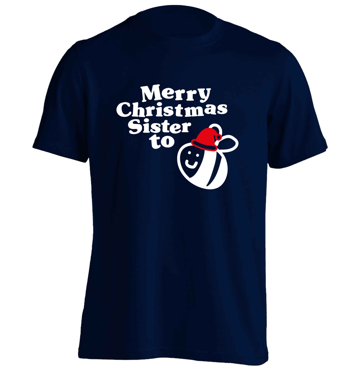 Merry Christmas sister to be adults unisex navy Tshirt 2XL