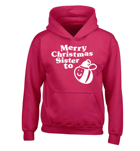 Merry Christmas sister to be children's pink hoodie 12-13 Years